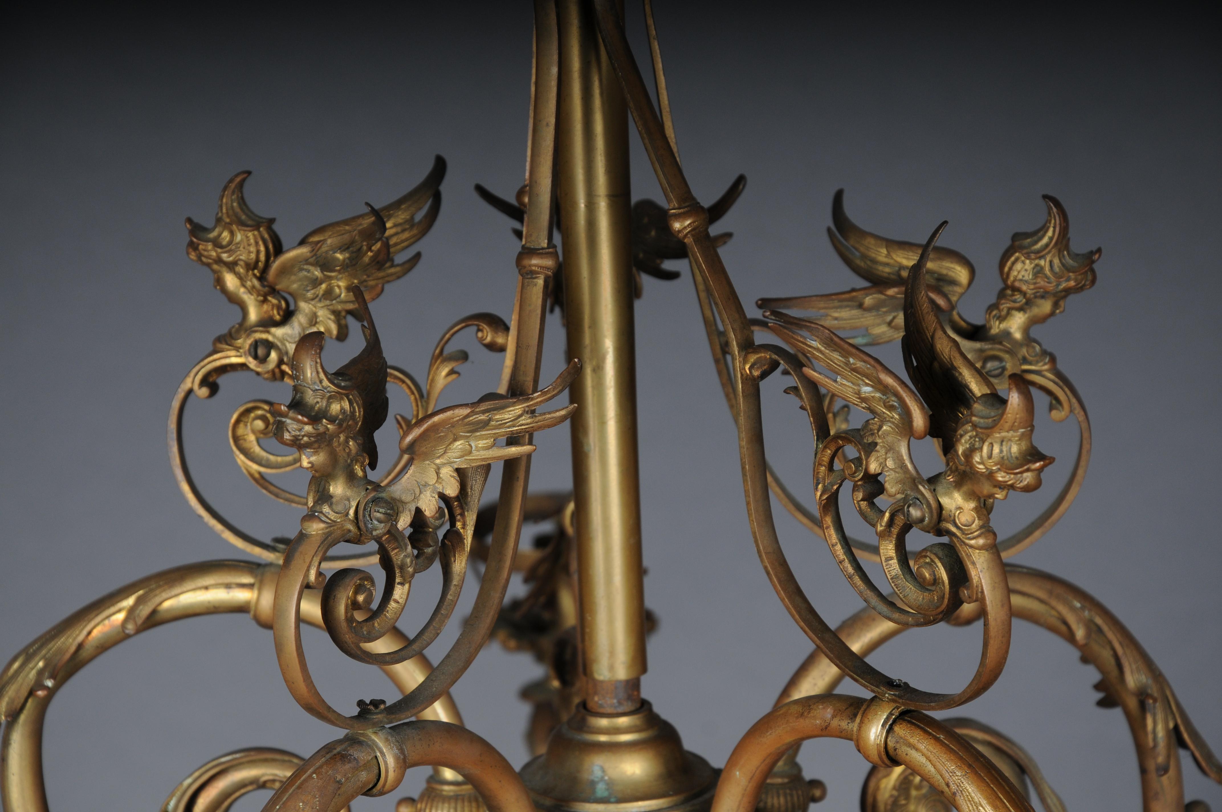 Antique magnificent chandelier, bronze, gold, around 1880 For Sale 7