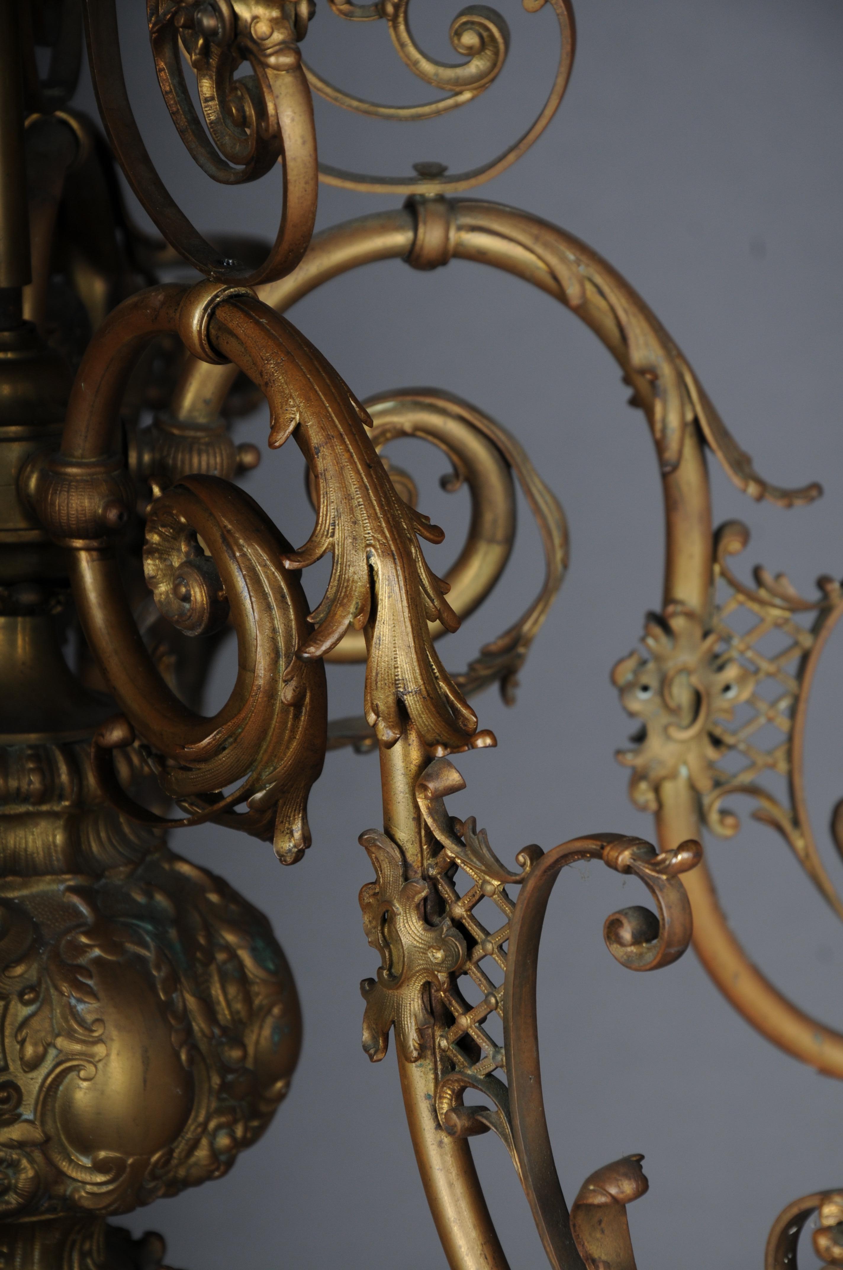 Magnifique lustre ancien, bronze, or, vers 1880 en vente 8