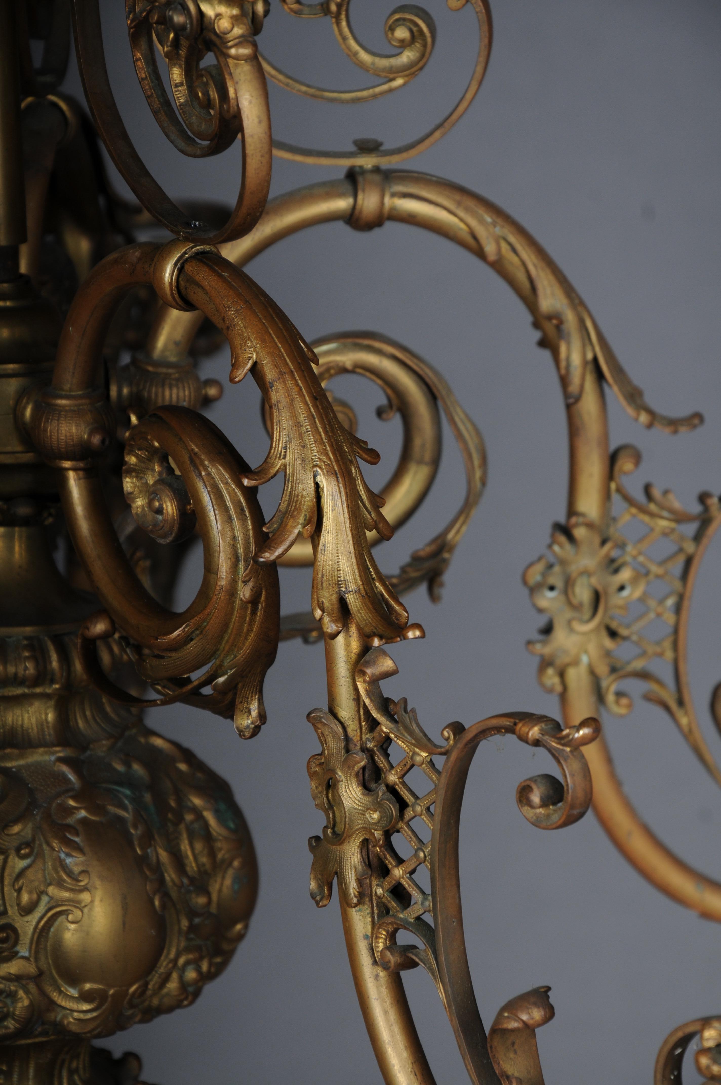 Antique magnificent chandelier, bronze, gold, around 1880 For Sale 8