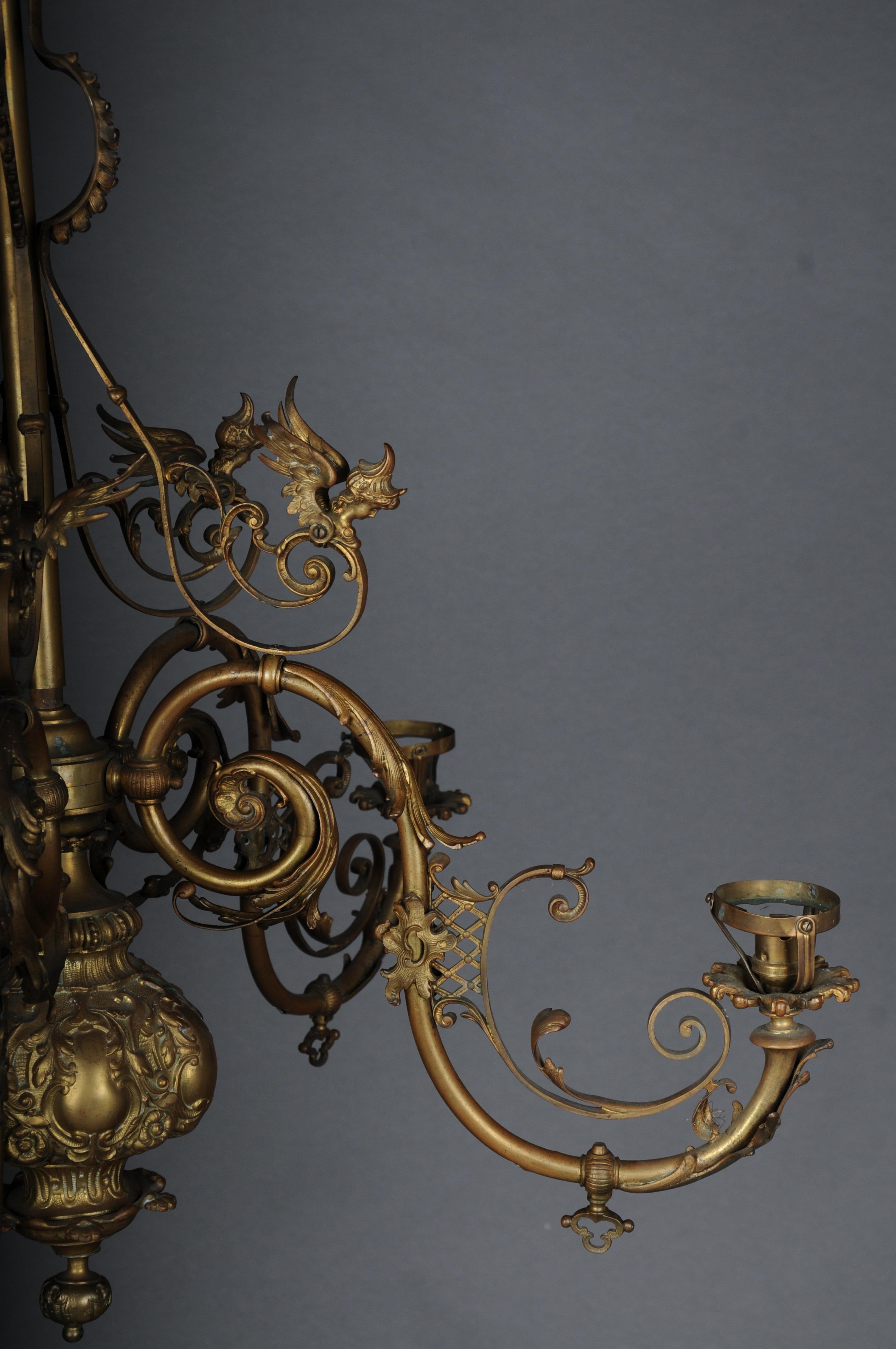 Late 19th Century Antique magnificent chandelier, bronze, gold, around 1880 For Sale