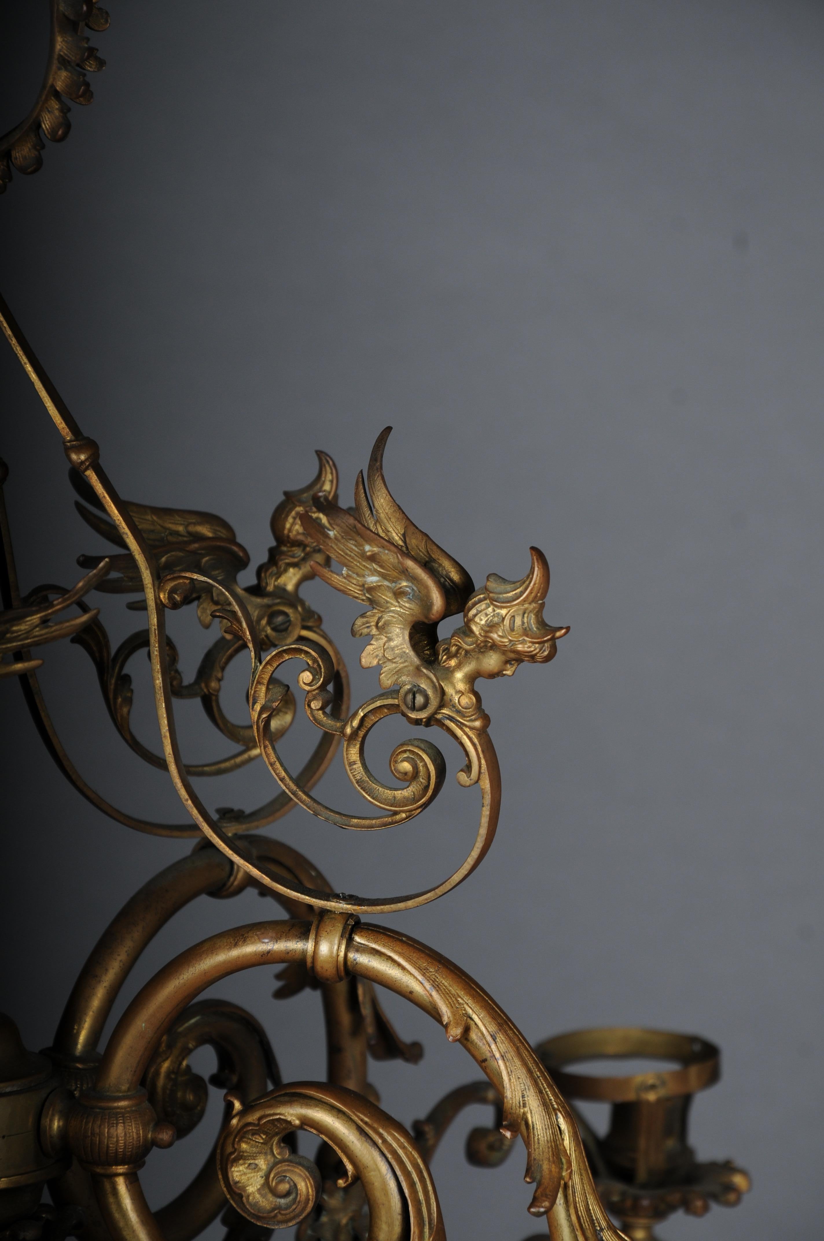 Antiker prächtiger Kronleuchter, Bronze, Gold, um 1880 im Angebot 1