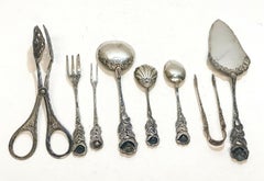 Antiko German 800 Silver 8 Piece Full Dessert Flatware Service for 12, c. 1960