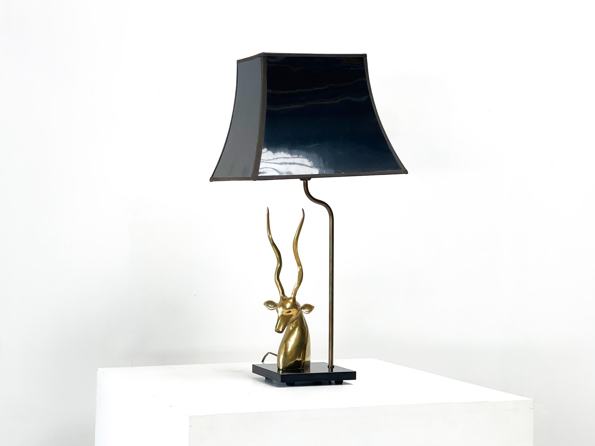 Late 20th Century Antilope head table lamp in Brass France 1975 For Sale