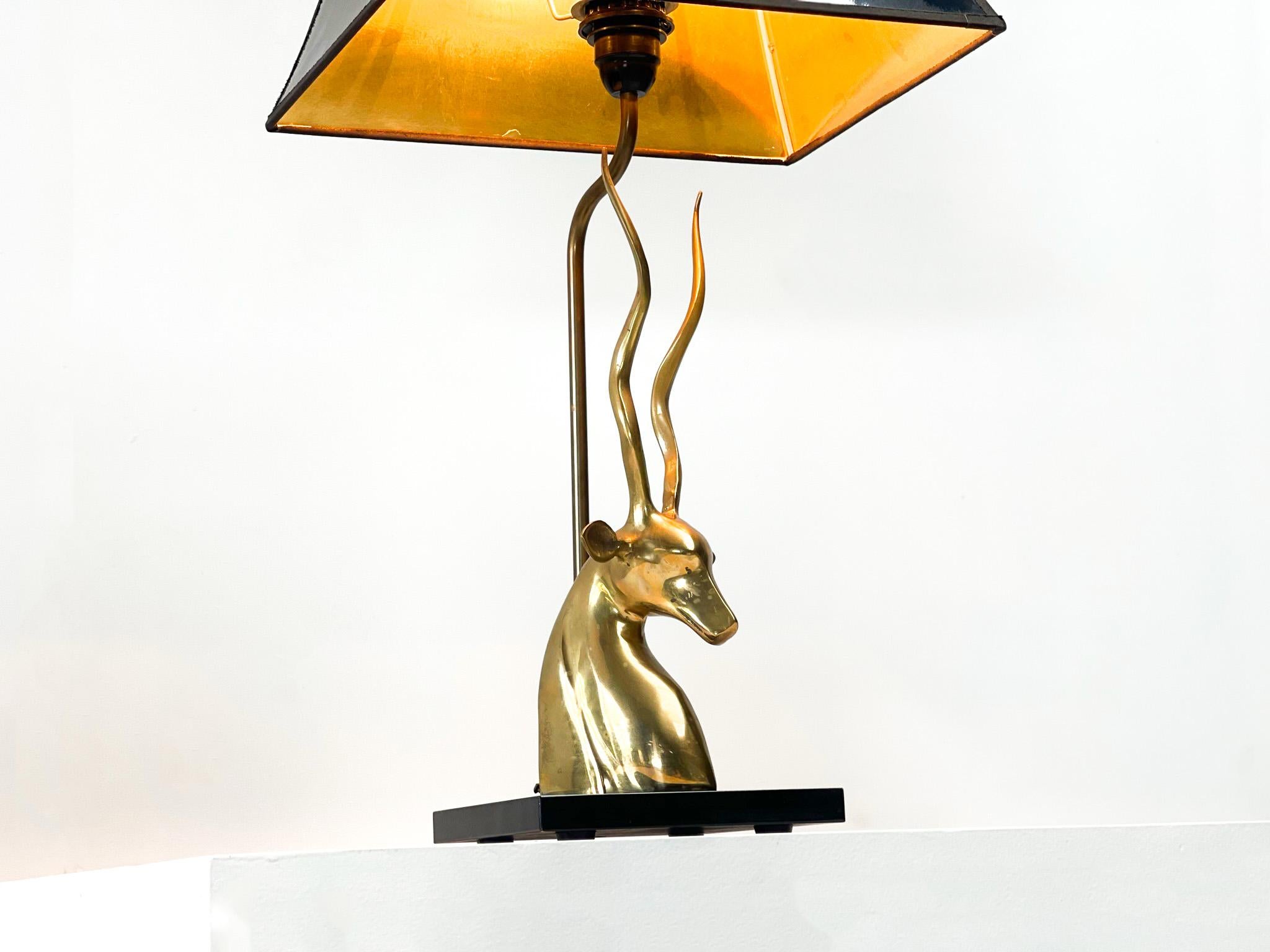 Antilope head table lamp in Brass France 1975 For Sale 1