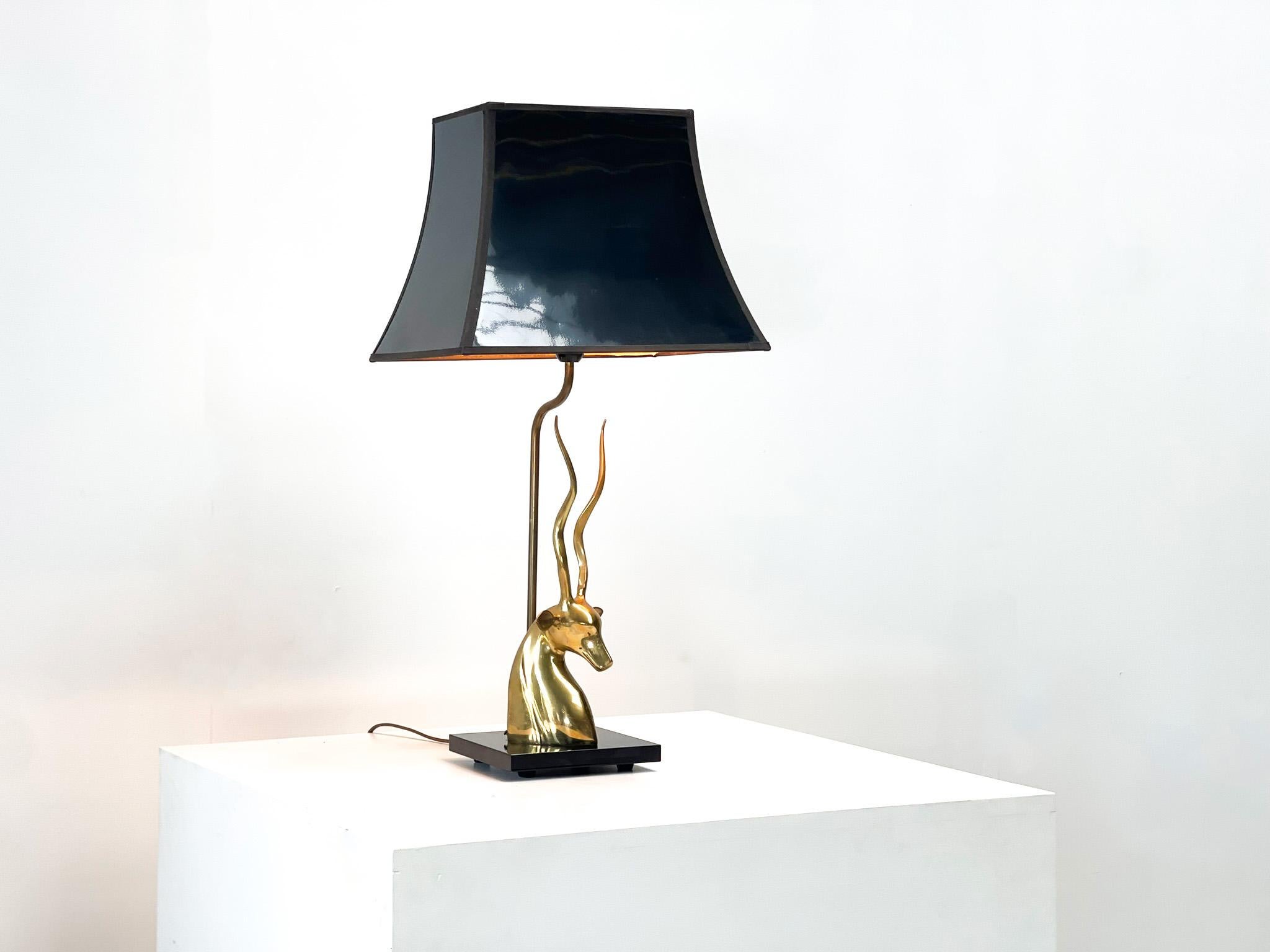 Antilope head table lamp in Brass France 1975 For Sale 2