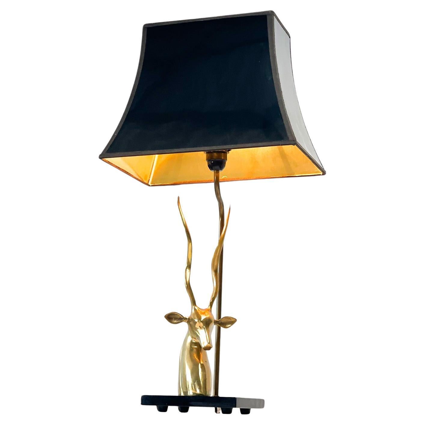 Antilope head table lamp in Brass France 1975
