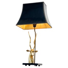 Antilope head table lamp in Brass France 1975