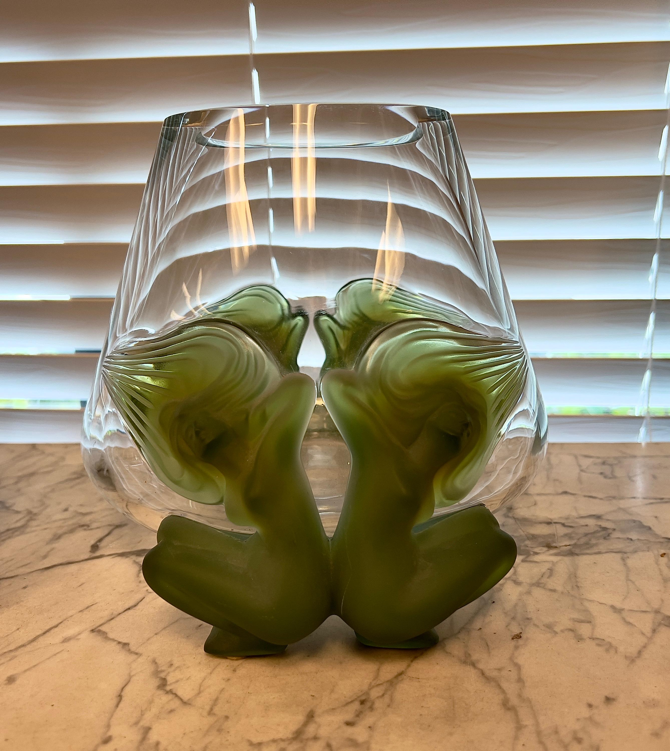 Women's or Men's Antinea Pattern Lalique Crystal Glass Vase