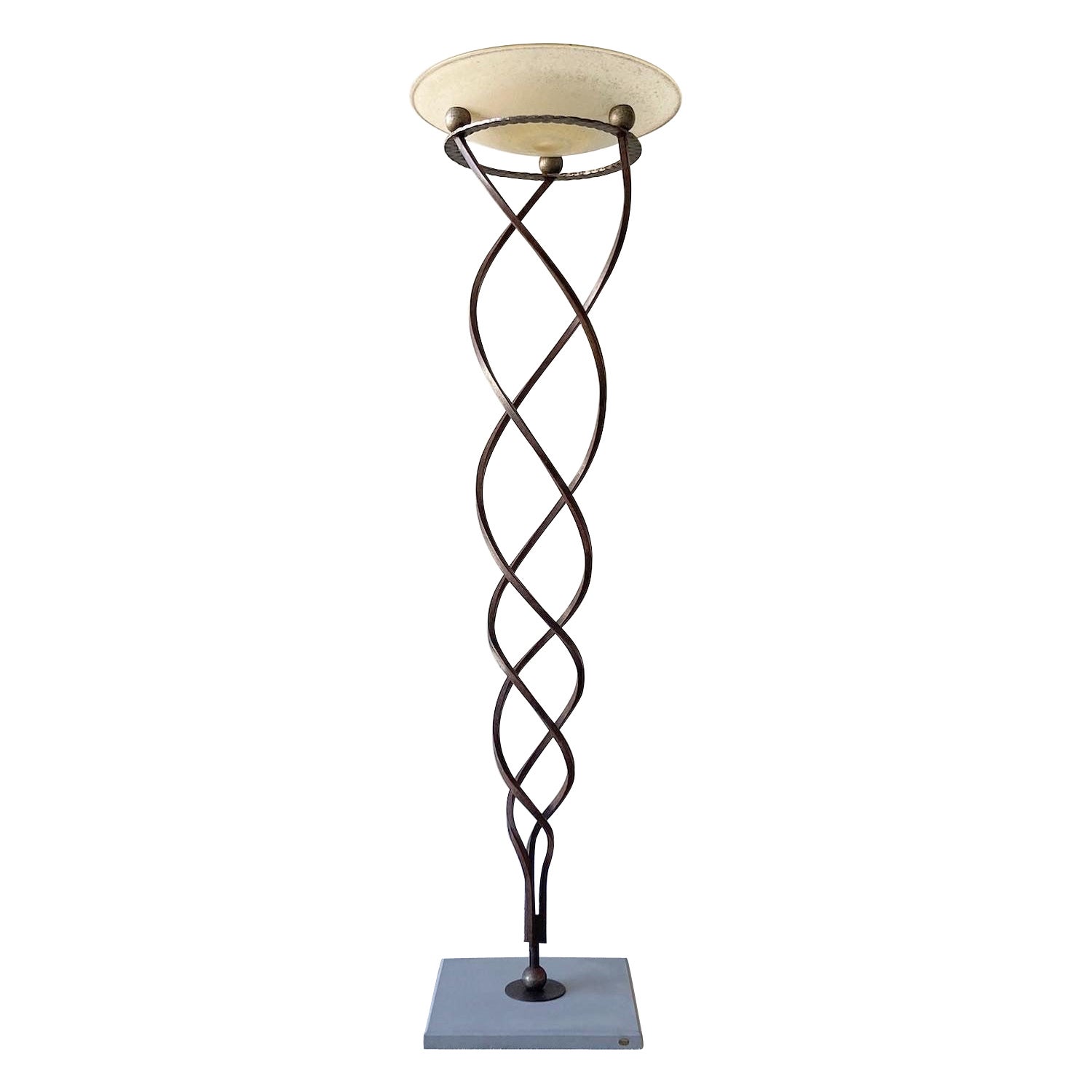 Lámpara de pie de hierro forjado y cristal de Murano Antinea Torchere de Jean-François