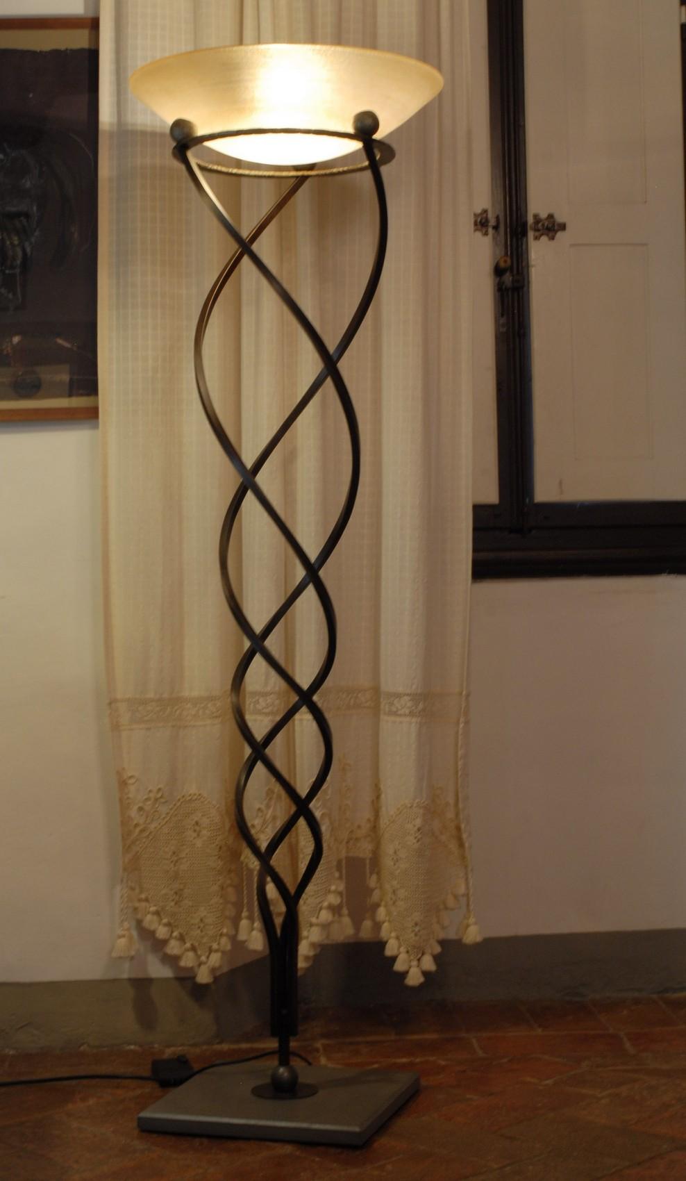 Antinea Torchere Terzani Crochet Design Forged Iron, Stone Murano Scavo Glass 89 4