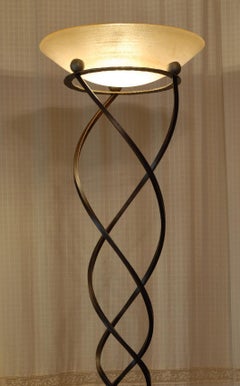 Antinea Torchere Terzani Crochet Design Forged Iron, Stone Murano Scavo Glass 89