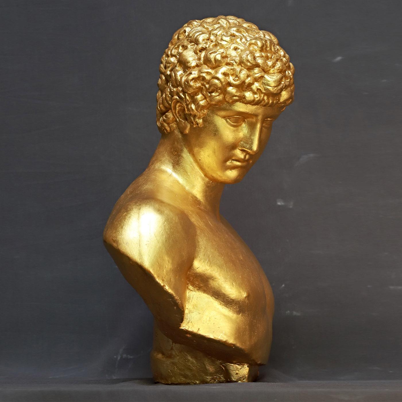 Italian Antinoo Golden Sculpture For Sale