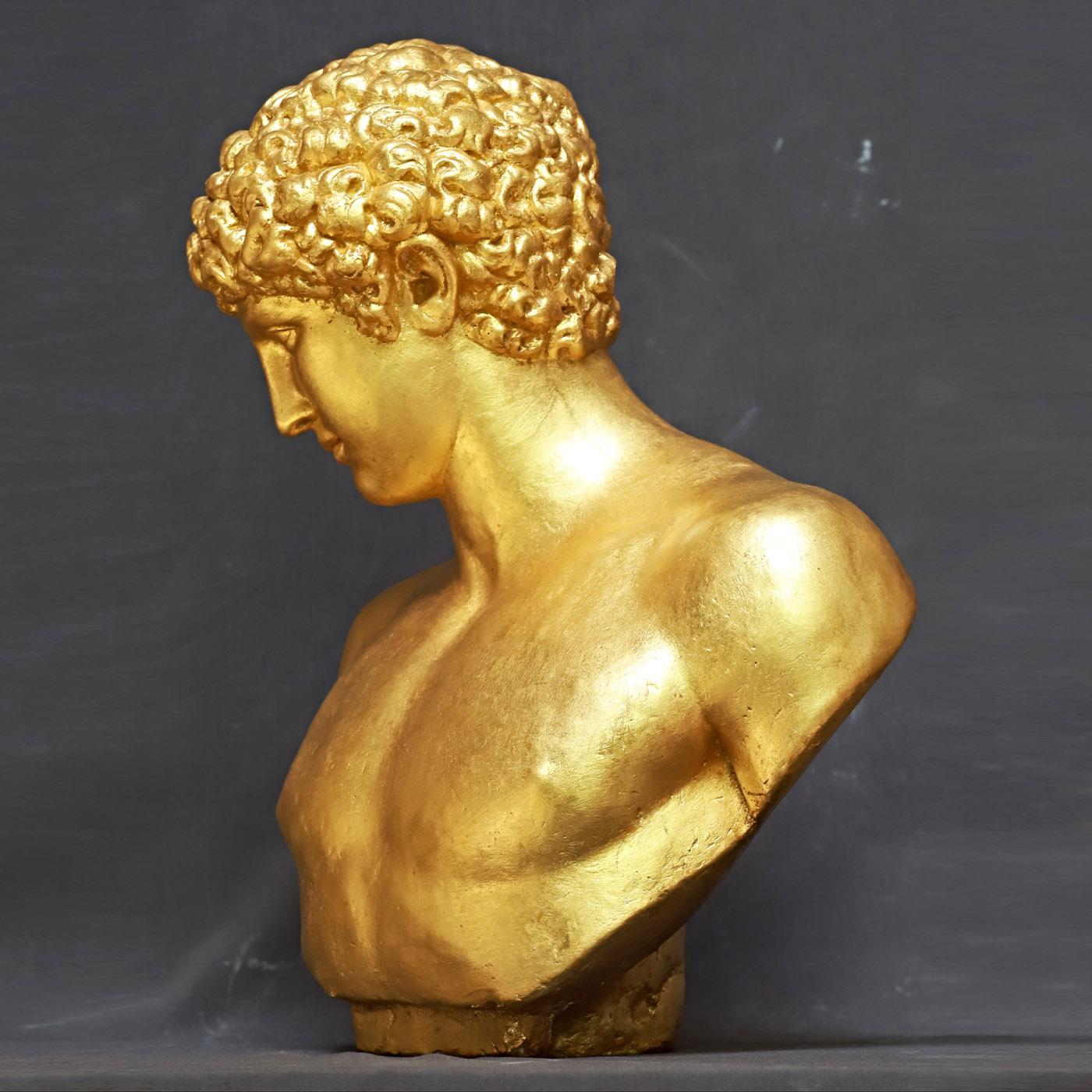 Contemporary Antinoo Golden Sculpture For Sale