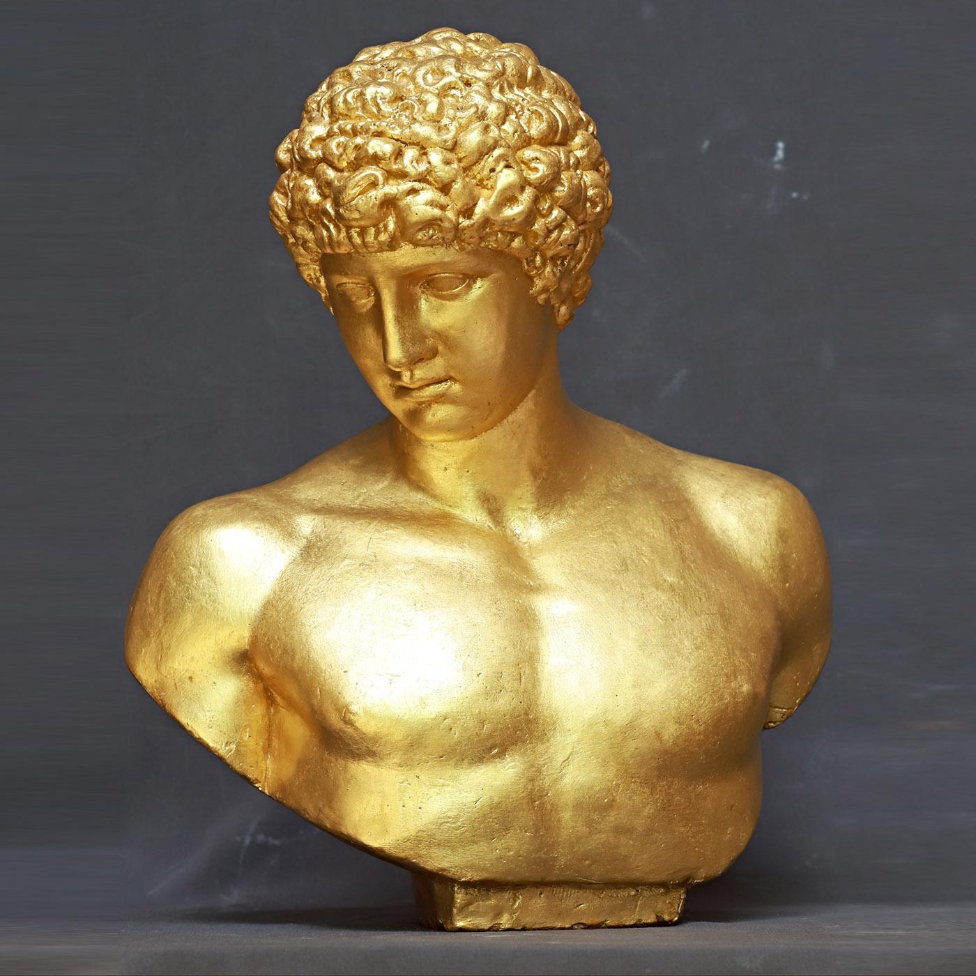 Antinoo Golden Sculpture For Sale 1
