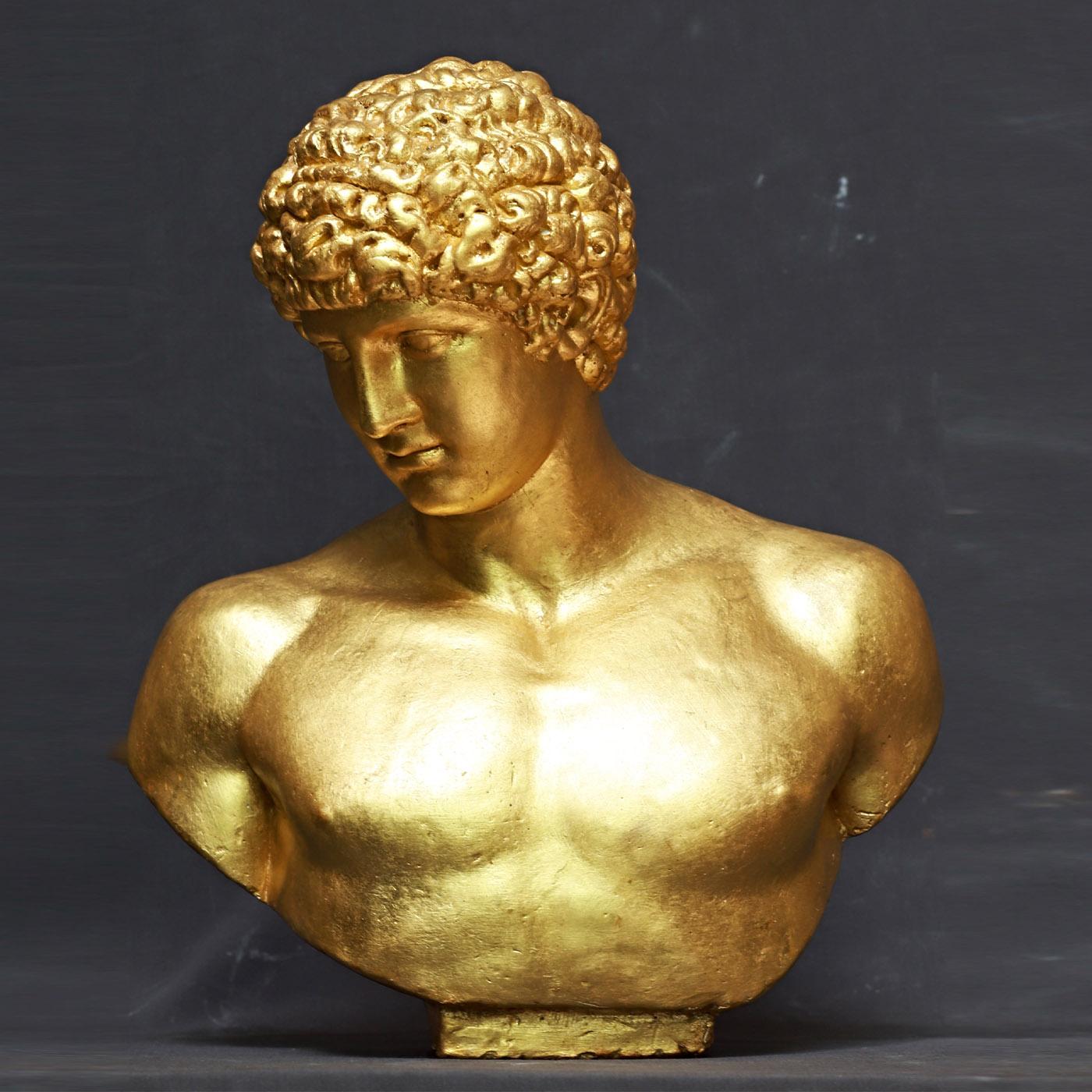 Antinoo Golden Sculpture For Sale 2
