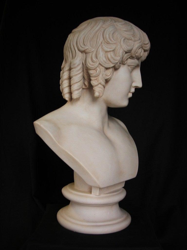 European Antinous Vaticano Marble Bust Sculpture, 20th Century