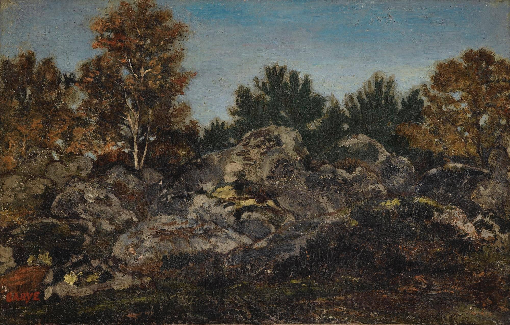 Antoine-Louis Barye Landscape Painting - Le Jean de Paris, forêt de Fontainebleau