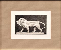 Aguafuerte antiguo Le Lion Qui Marche de Antoine-Louis Barye (francés, 1796-1875)