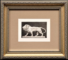 Antique Etching Le Lion Qui Marche by Antoine-Louis Barye (French, 1796-1875)  