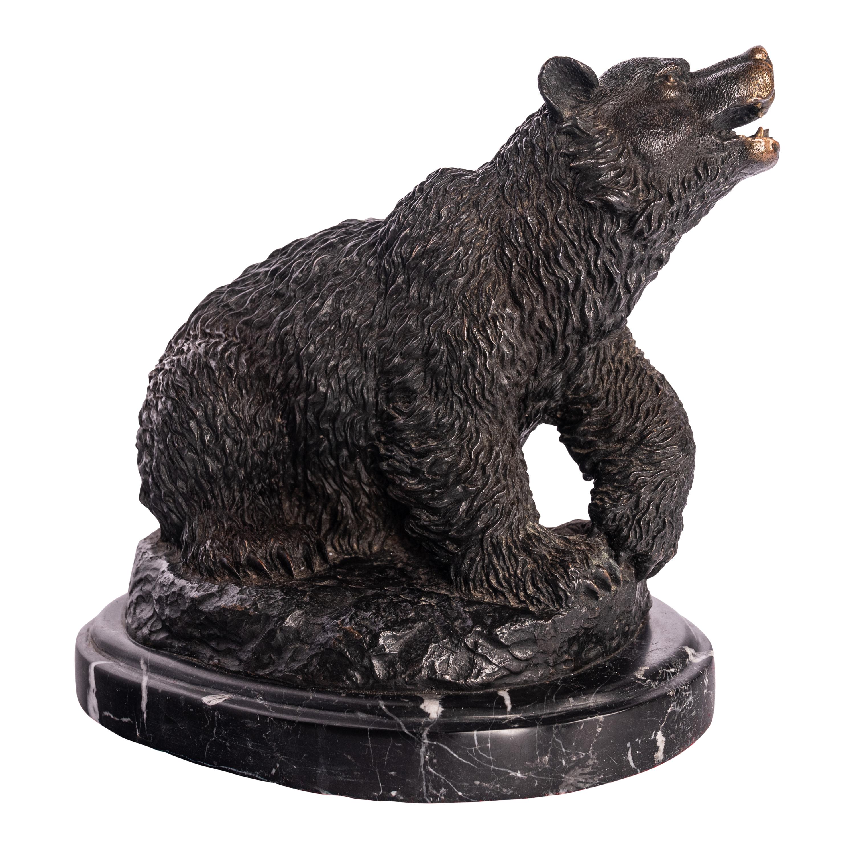 Antique 19th Century French Bonze Animalier Braunbär Statue Skulptur Paris – Sculpture von Antoine-Louis Barye