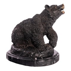 Antique 19ème siècle French Bonze Animalier Brown Bear Statue Sculpture Paris