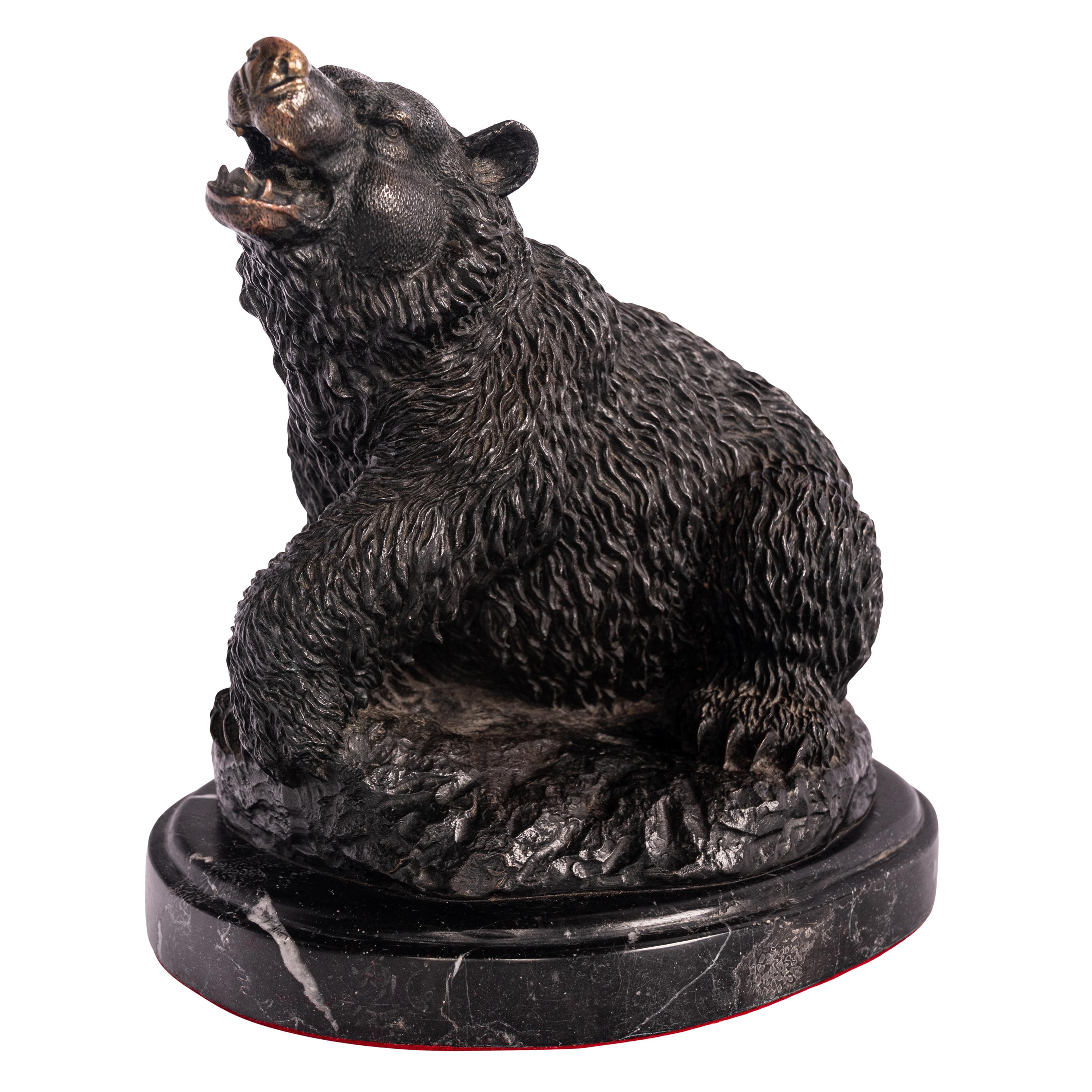 Antique 19th Century French Bonze Animalier Brown Bear Statue Sculpture Paris