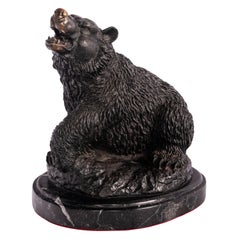 Antique 19th Century French Bonze Animalier Brown Bear Statue Sculpture Paris