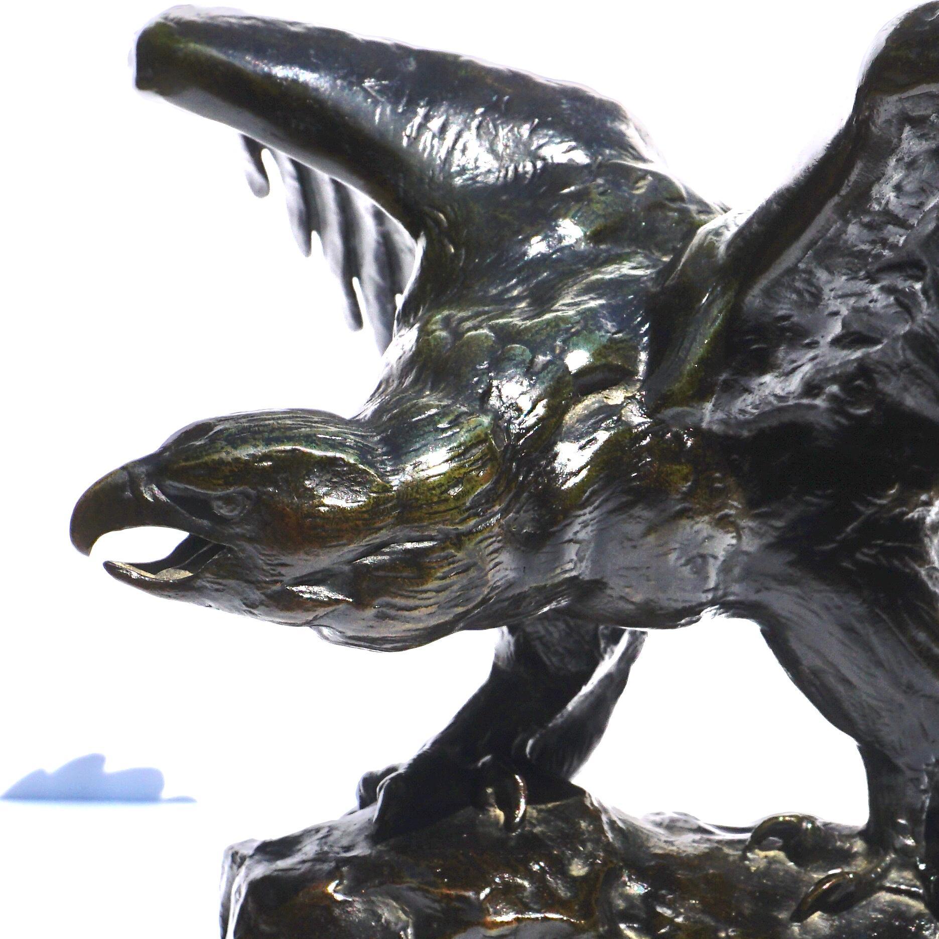 Antoine Louis Barye Bronze Eagle - Gold Figurative Sculpture by Antoine-Louis Barye