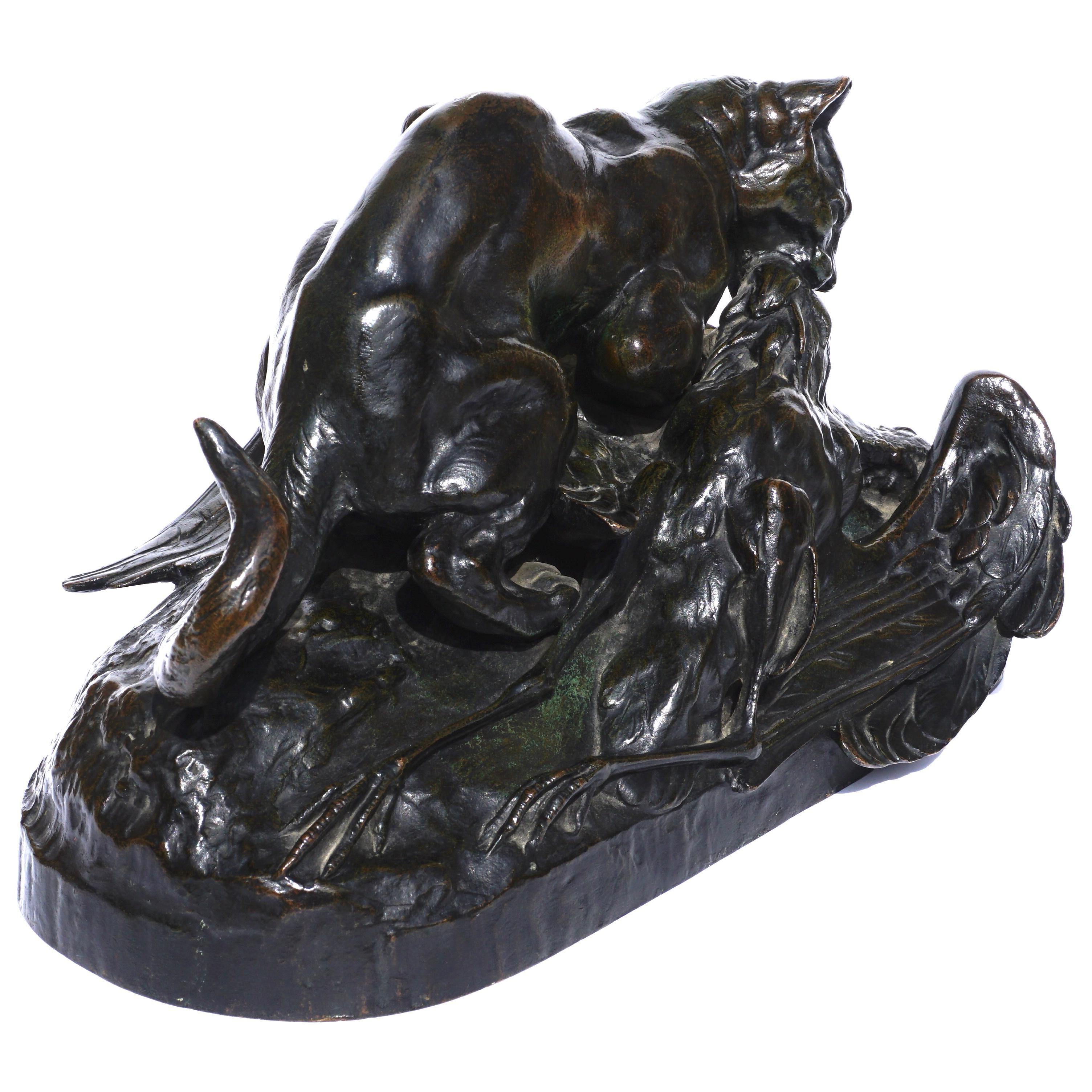 Antoine Louis Barye Ocelot Carrying off a Heron For Sale 1