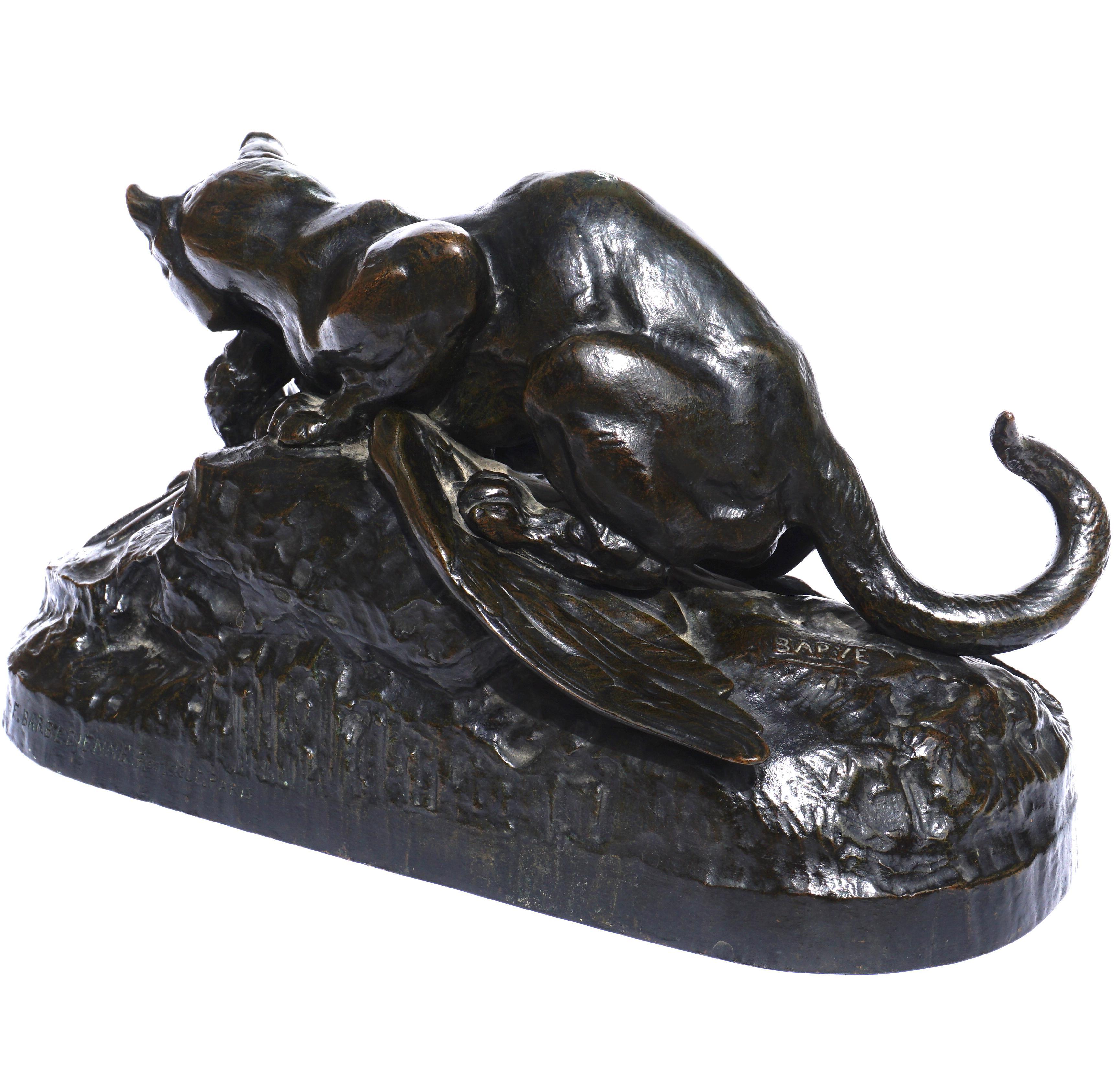 Antoine Louis Barye Ocelot Carrying off a Heron For Sale 5