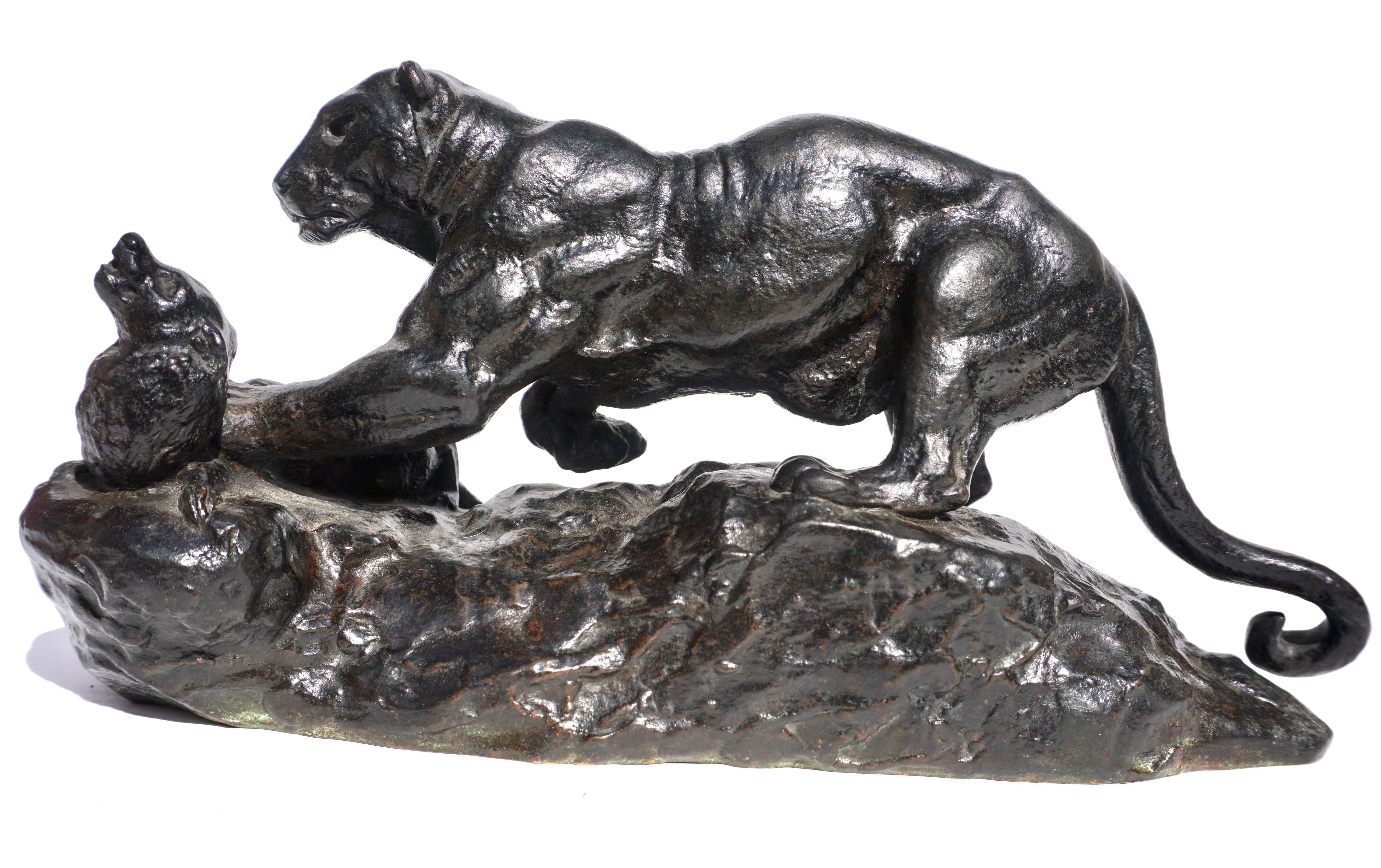Antoine Louis Barye Panther Attacking A Civet Cat For Sale 6