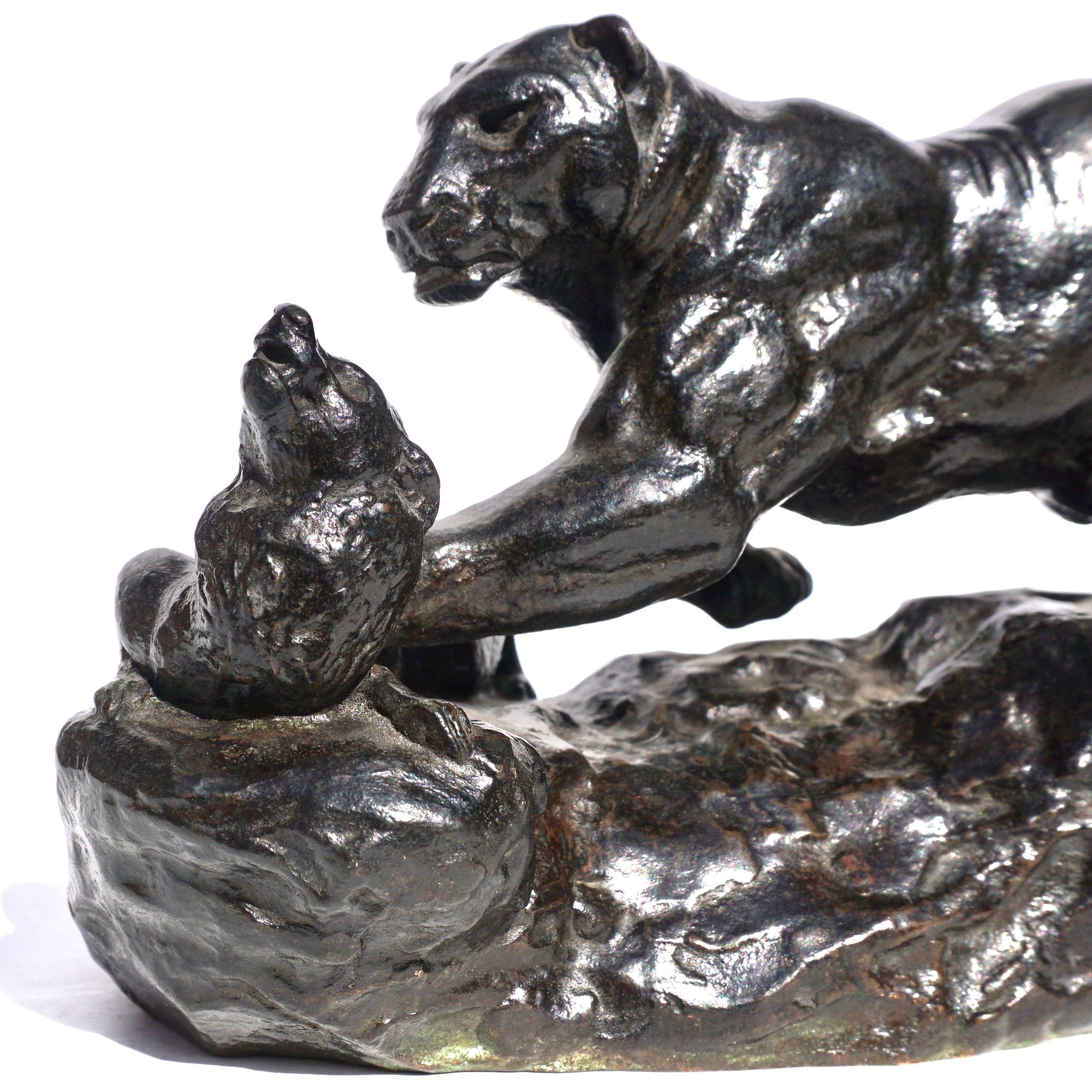 Antoine Louis Barye Panther Attacking A Civet Cat For Sale 8