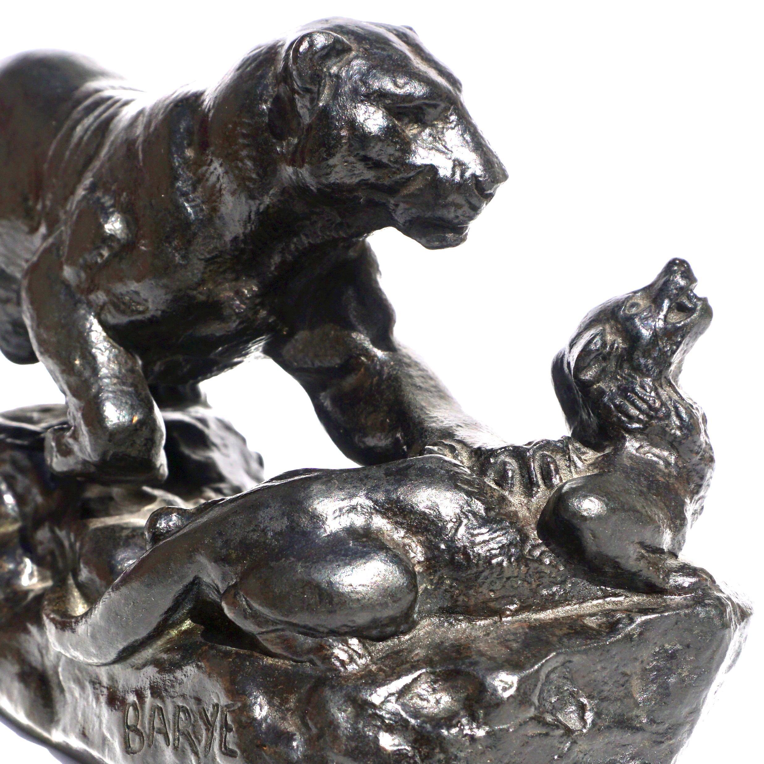 Antoine Louis Barye Panther Attacking A Civet Cat For Sale 9