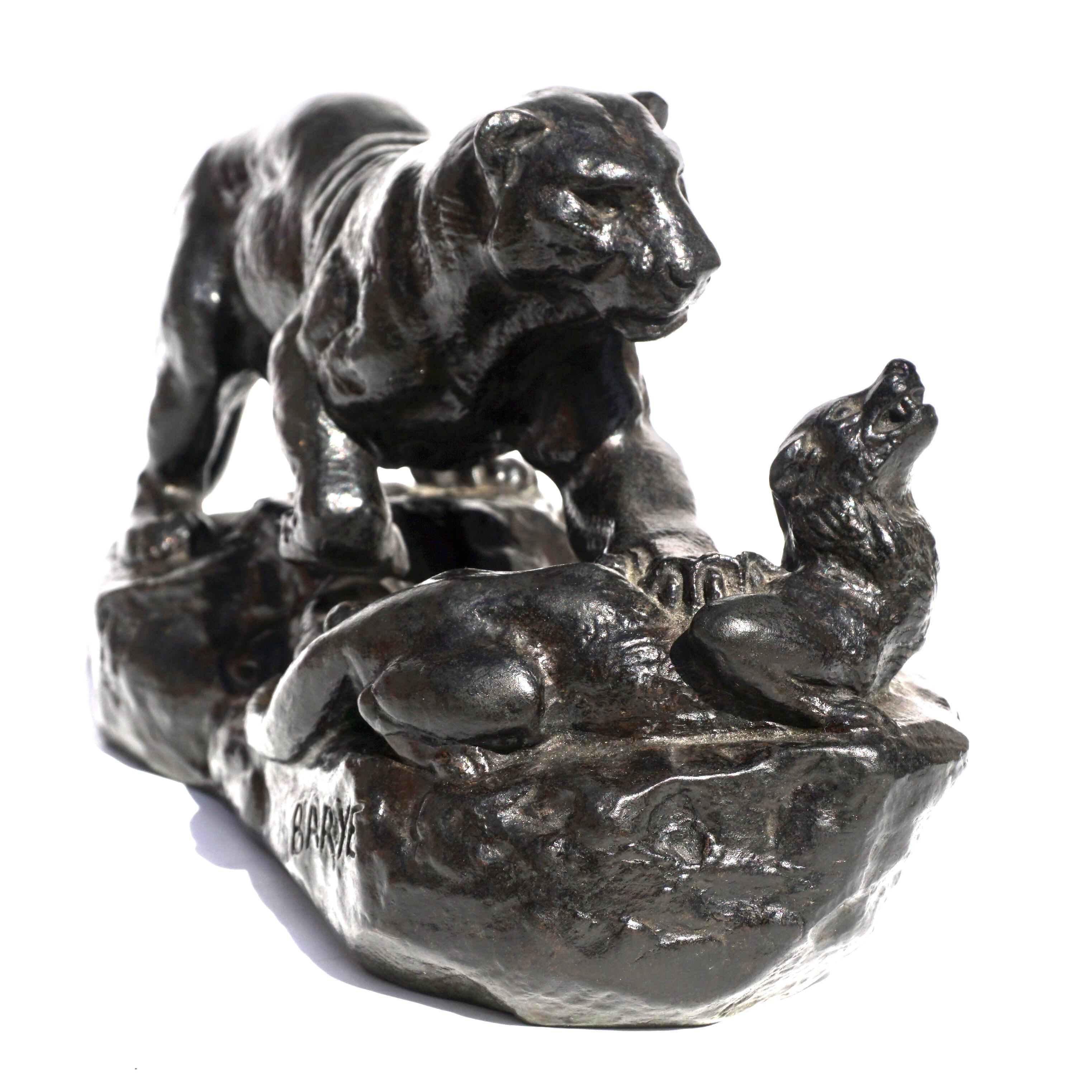 Antoine Louis Barye Panther Attacking A Civet Cat For Sale 1