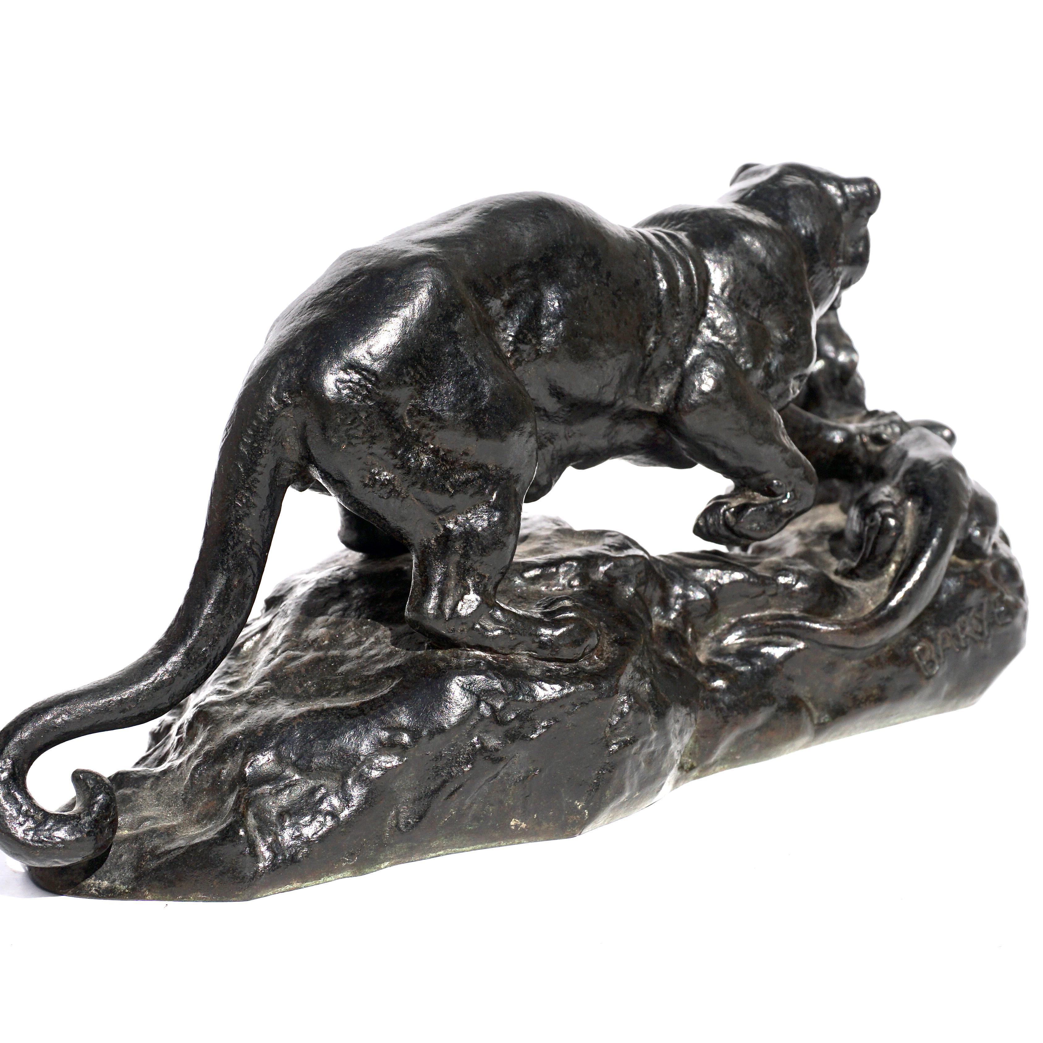 Antoine Louis Barye Panther Attacking A Civet Cat For Sale 3