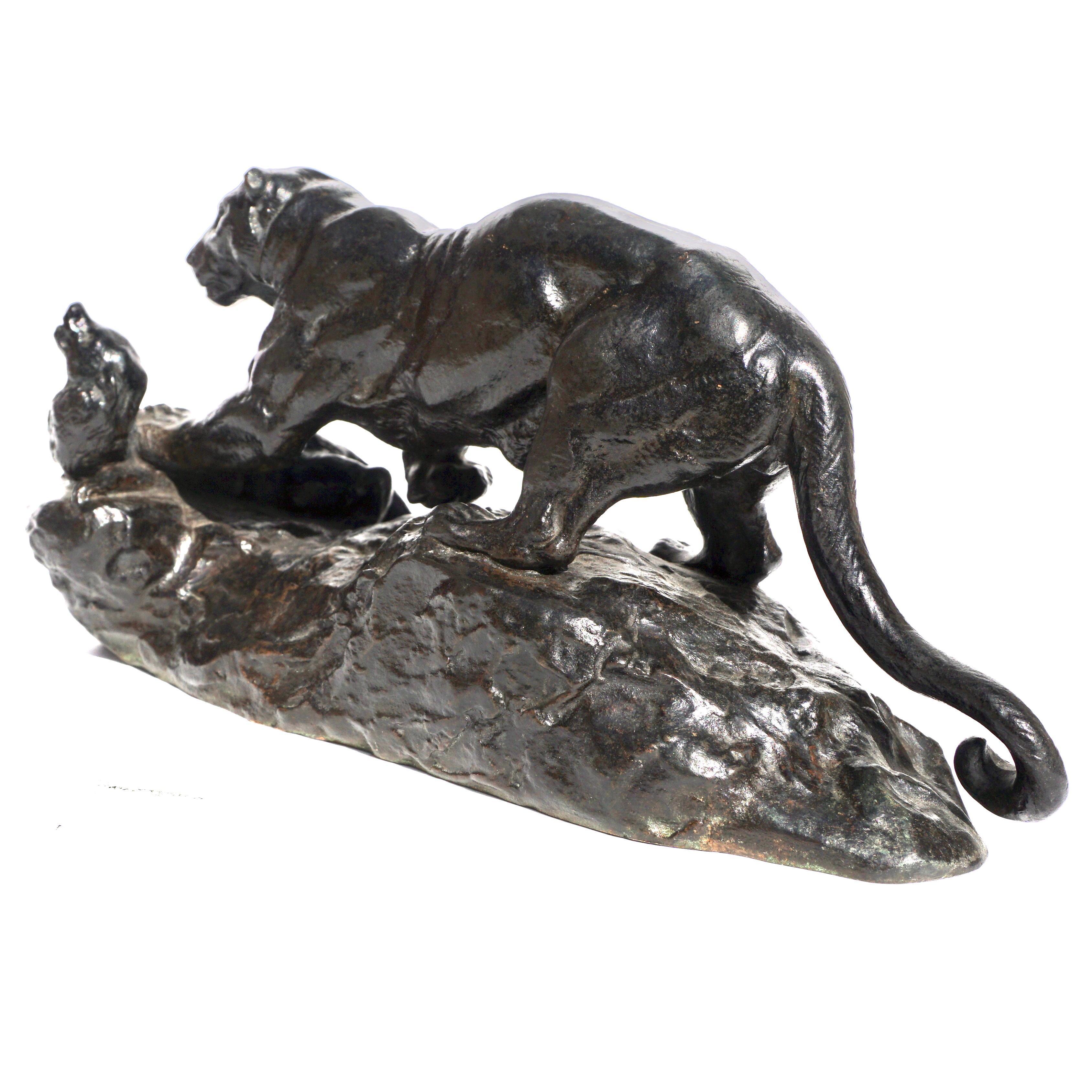 Antoine Louis Barye Panther Attacking A Civet Cat For Sale 5