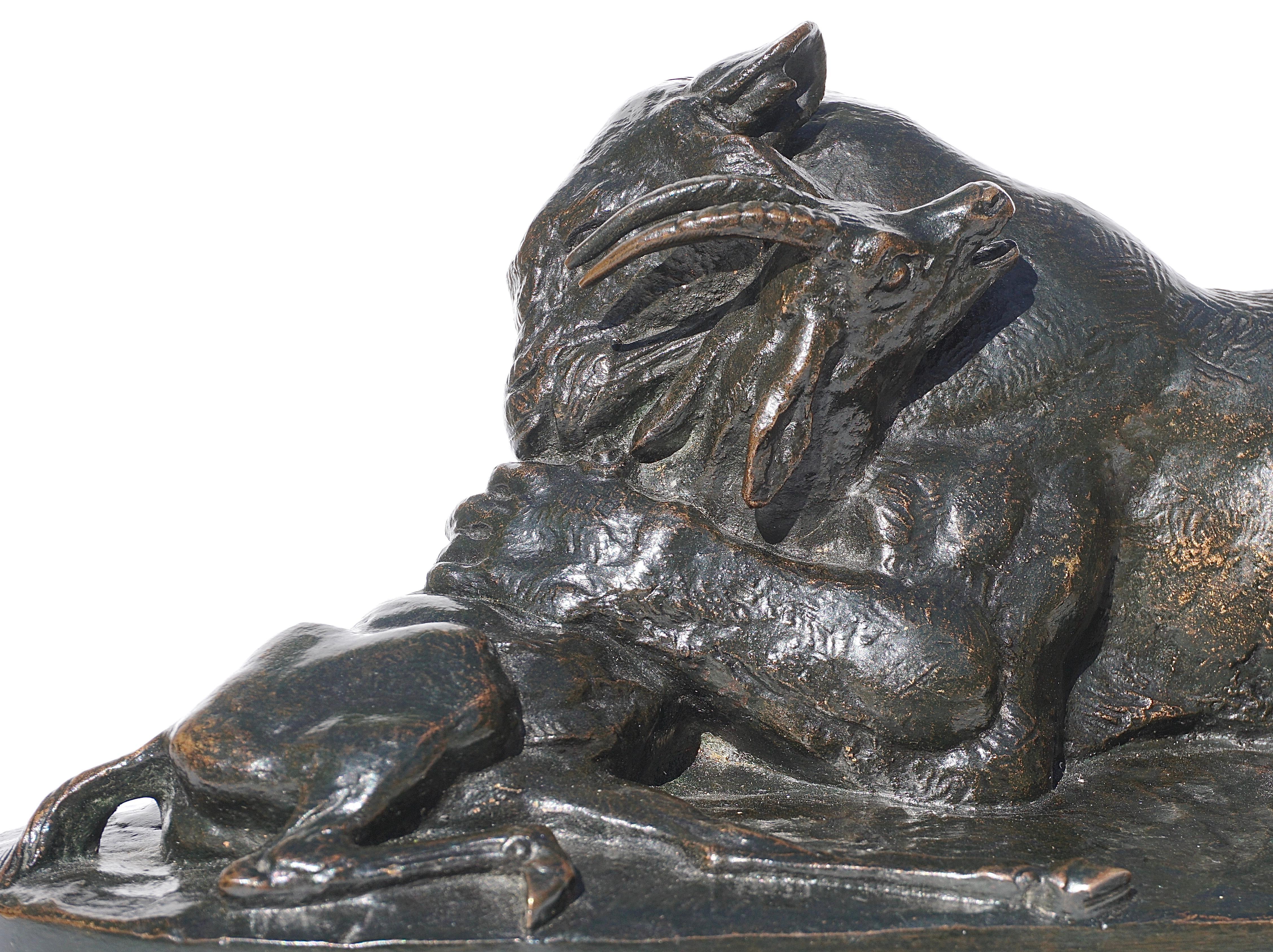 Antoine Louis Barye “Tiger devouring A Gazelle” - Sculpture by Antoine-Louis Barye