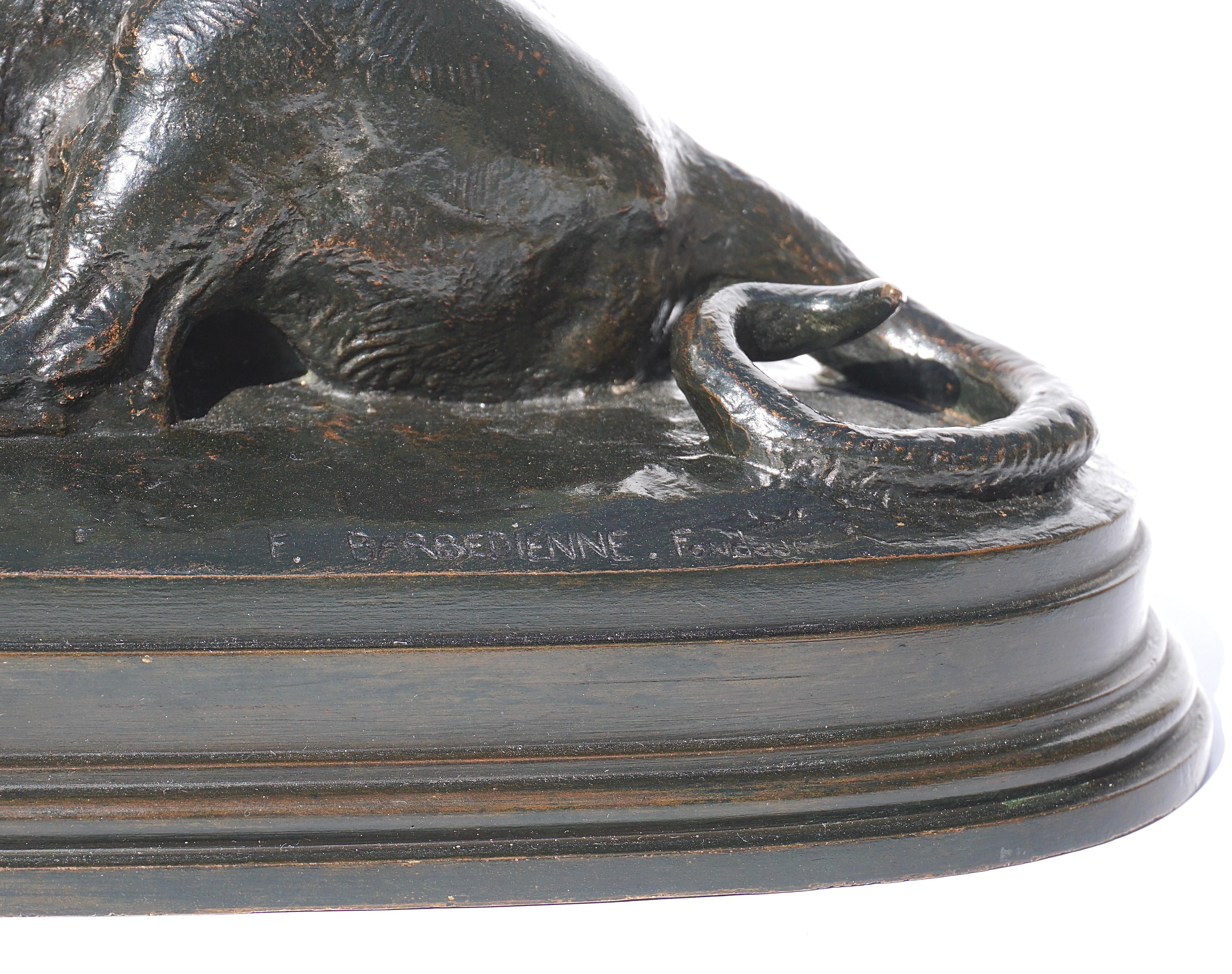 Antoine Louis Barye “Tiger devouring A Gazelle” - Gold Figurative Sculpture by Antoine-Louis Barye