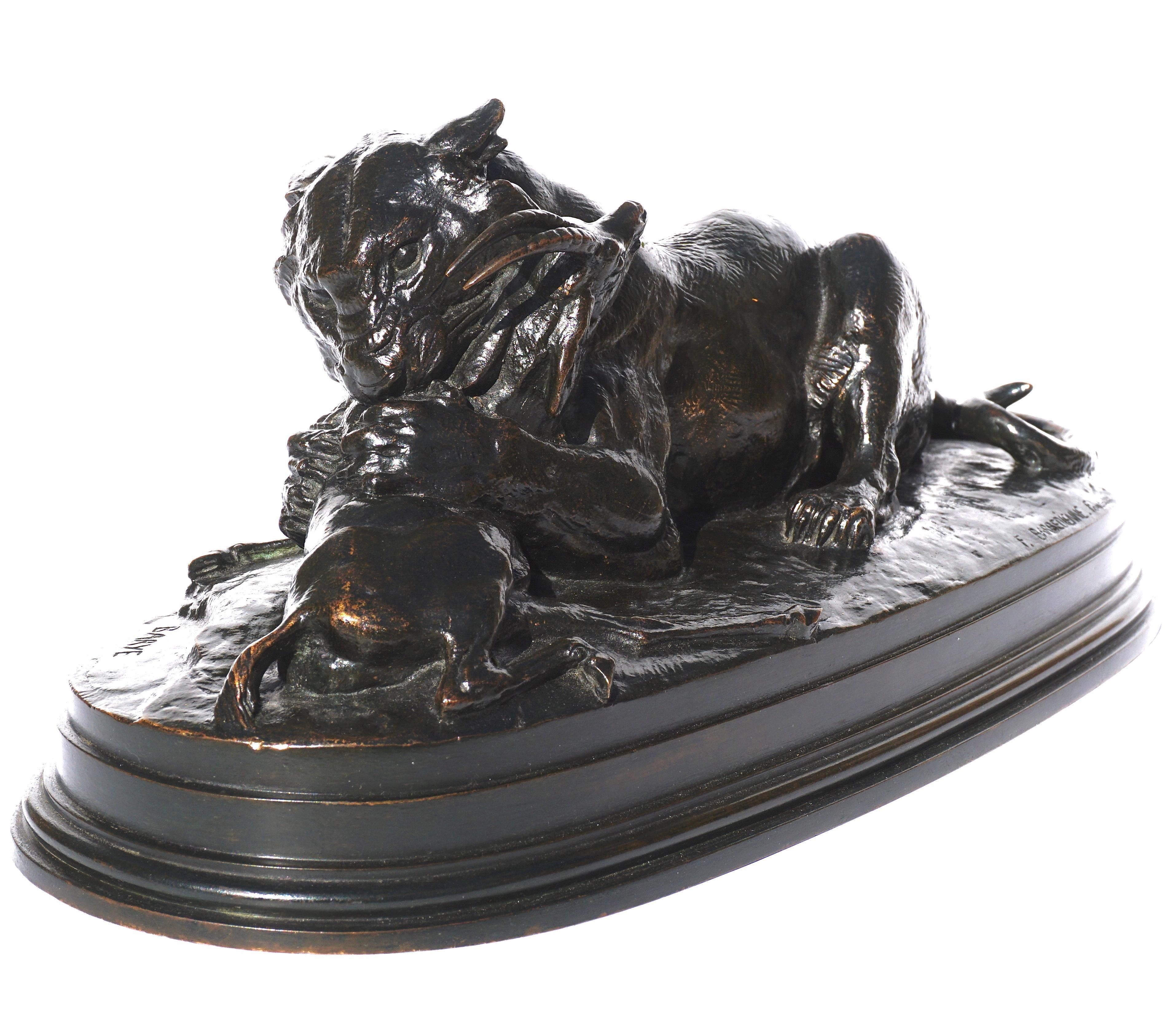 Antoine Louis Barye “Tiger devouring A Gazelle” For Sale 1