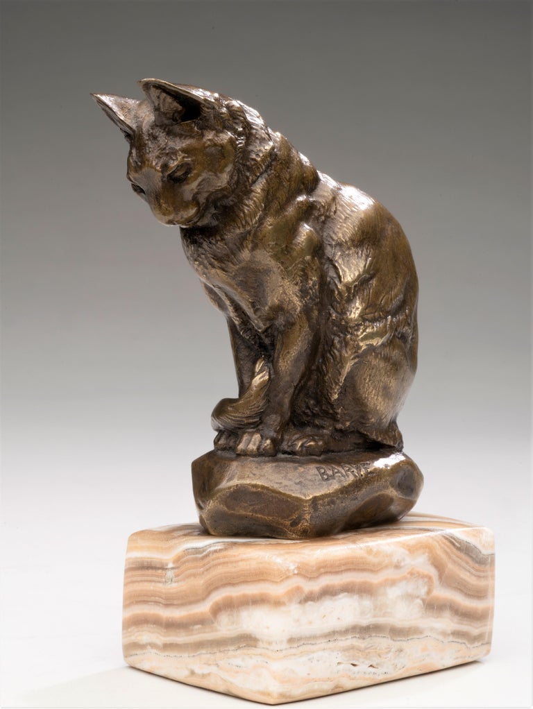 Statue En Bronze Chat Assis - NIFAO - Dimensions 11L X 6L X 11H - Poids 8 Kg