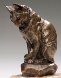Bronze Model of a Seated Cat Antoine-Louis Barye (1795-1875)