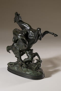 Bronze sculptureof "Horse Surprised by a Lion"  by Antoine-Louis Barye ca. 1833