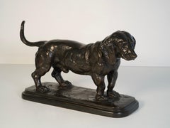 Chien basset debout - Sculpture en bronze d'Antoine-Louis Barye, 19e siècle