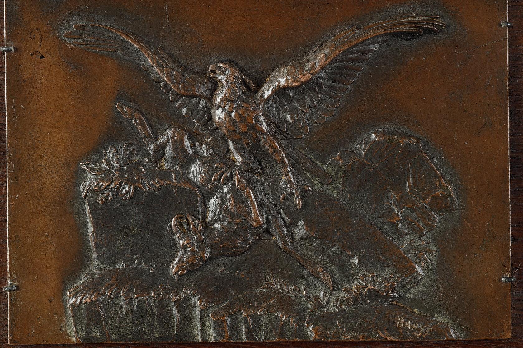 Aquila e camoscio - Sculpture Scuola francese di Antoine-Louis Barye