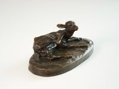 Faon se grattant - Sculpture en bronze d'Antoine Louis Barye, signé, circa 1900