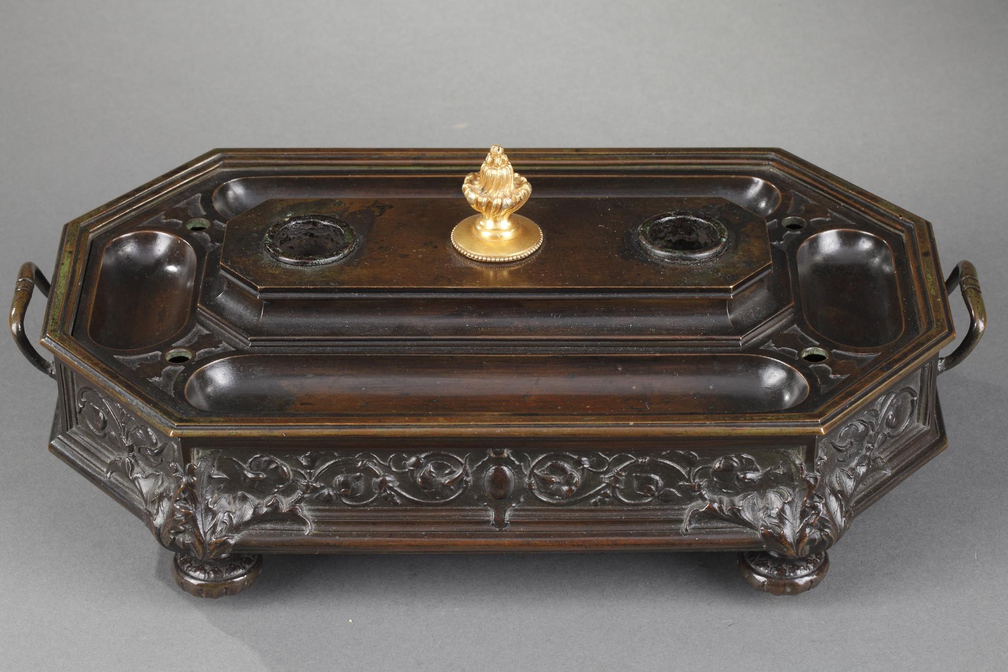 Antoine-Louis Barye Figurative Sculpture - Inkwell with Arabesques