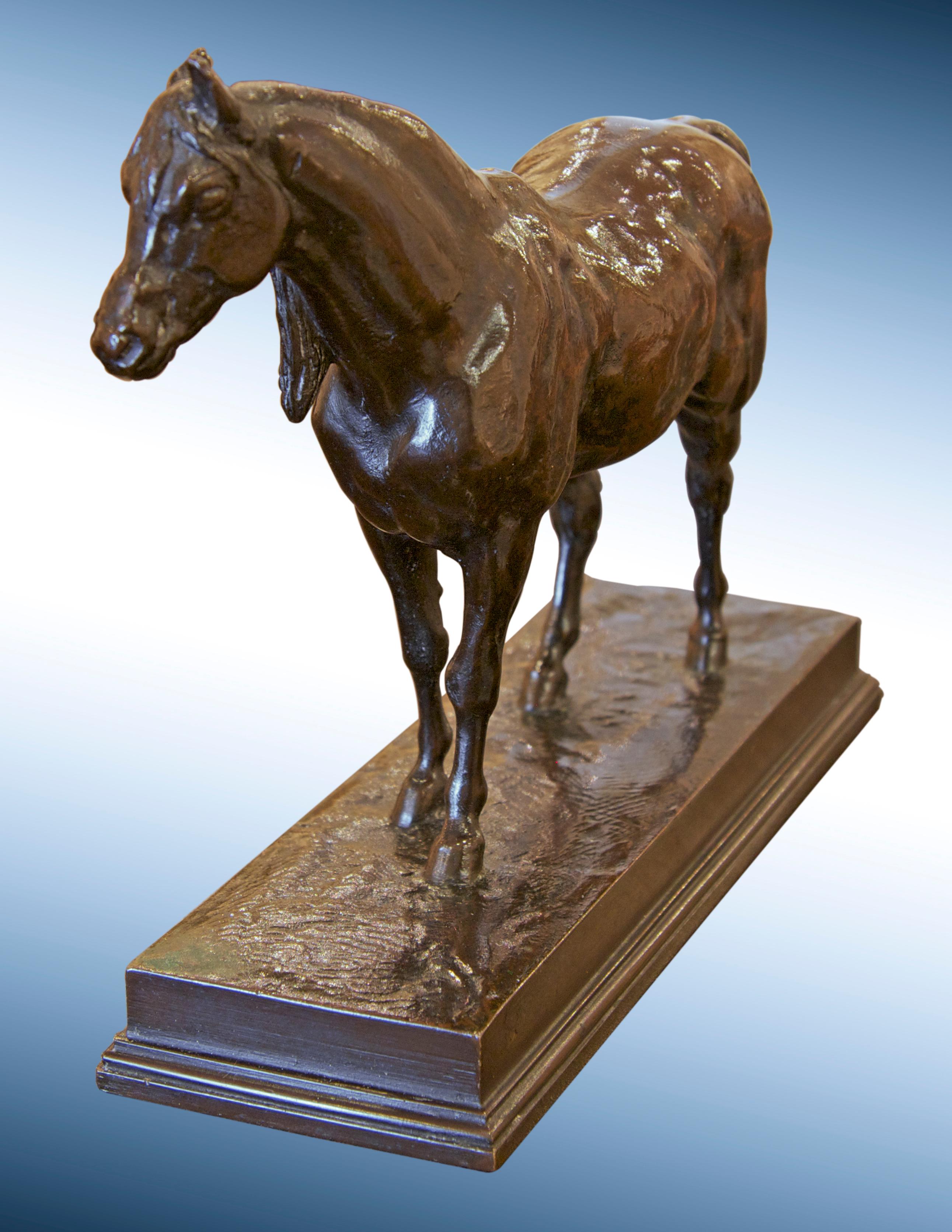 Le cheval demi-sang arabe - Réalisme Sculpture par Antoine-Louis Barye