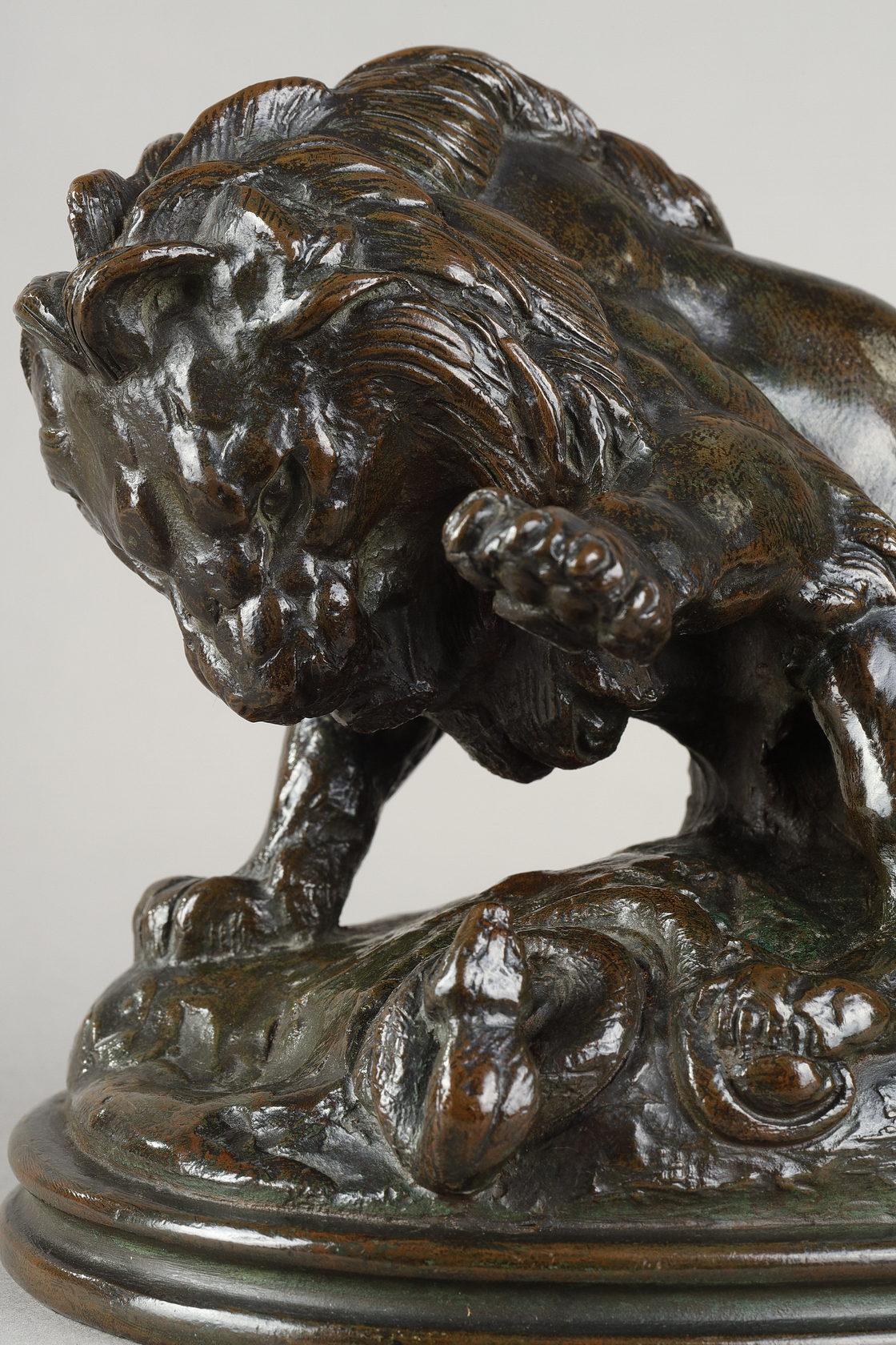 Lion and snake - Sculpture by Antoine-Louis Barye