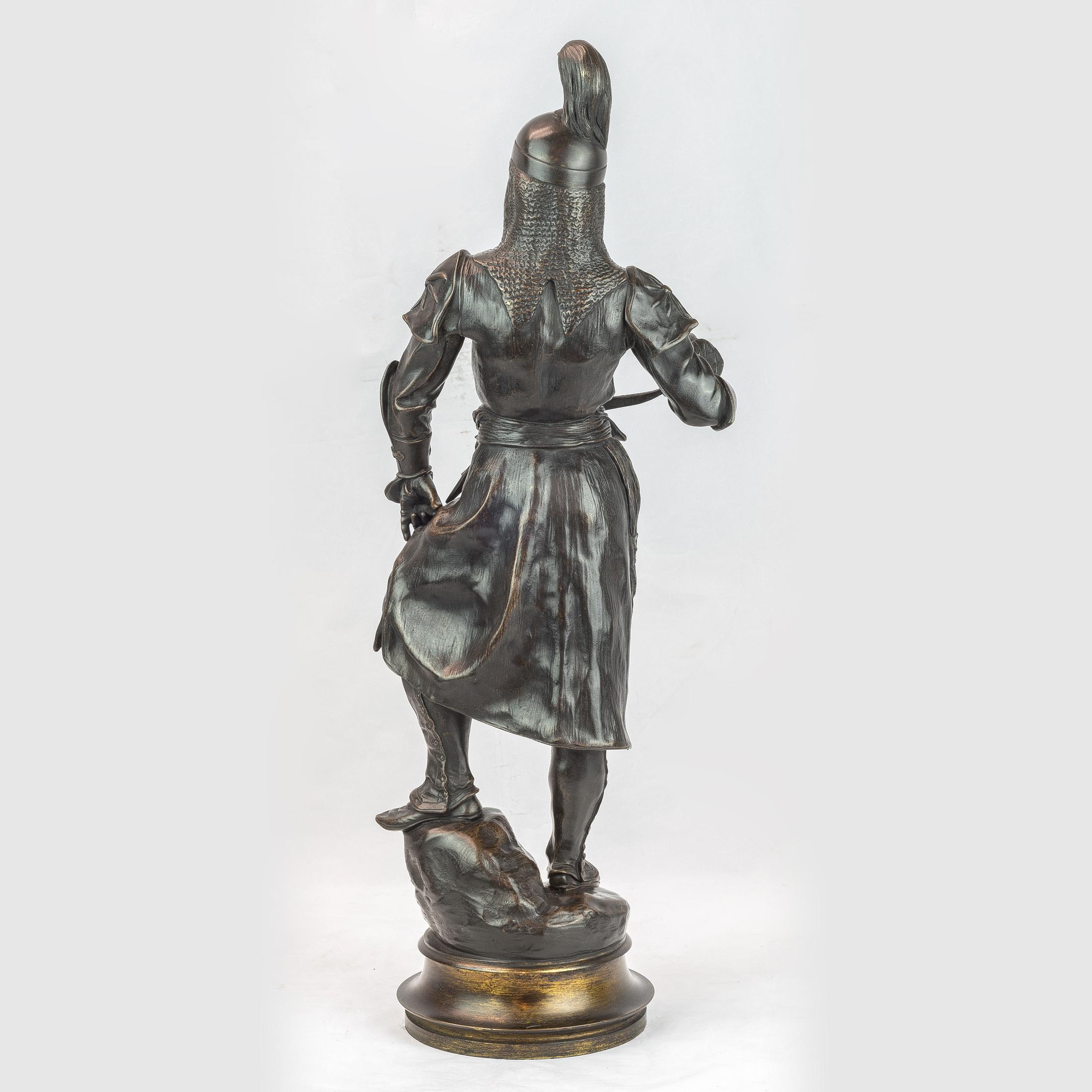 Manchu Tartar - Gold Figurative Sculpture by Antoine-Louis Barye