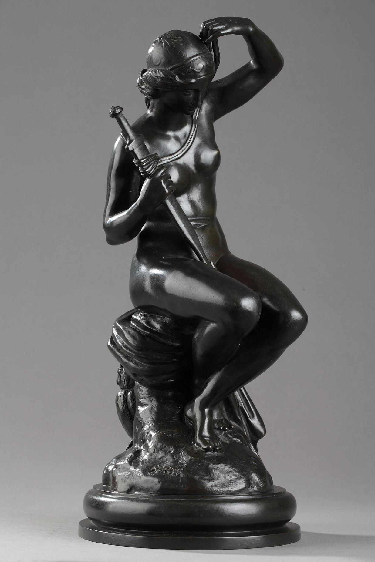 Antoine-Louis Barye Nude Sculpture - Minerva